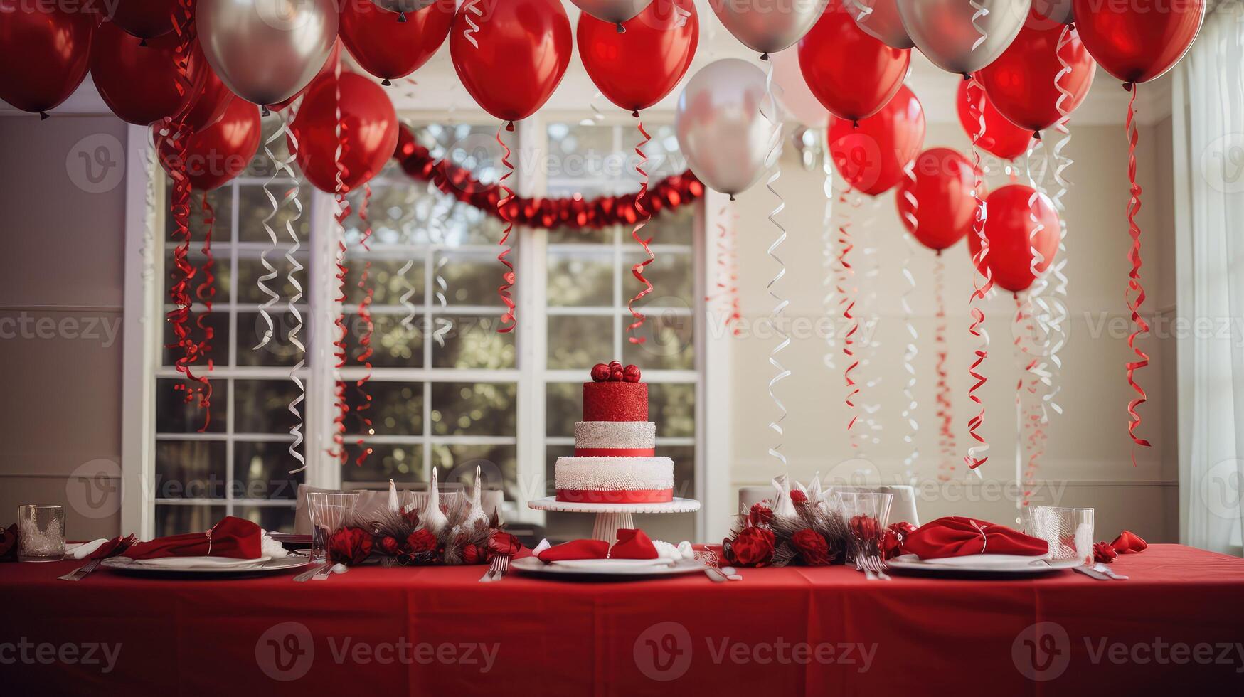 celebration red and silver balloons photo