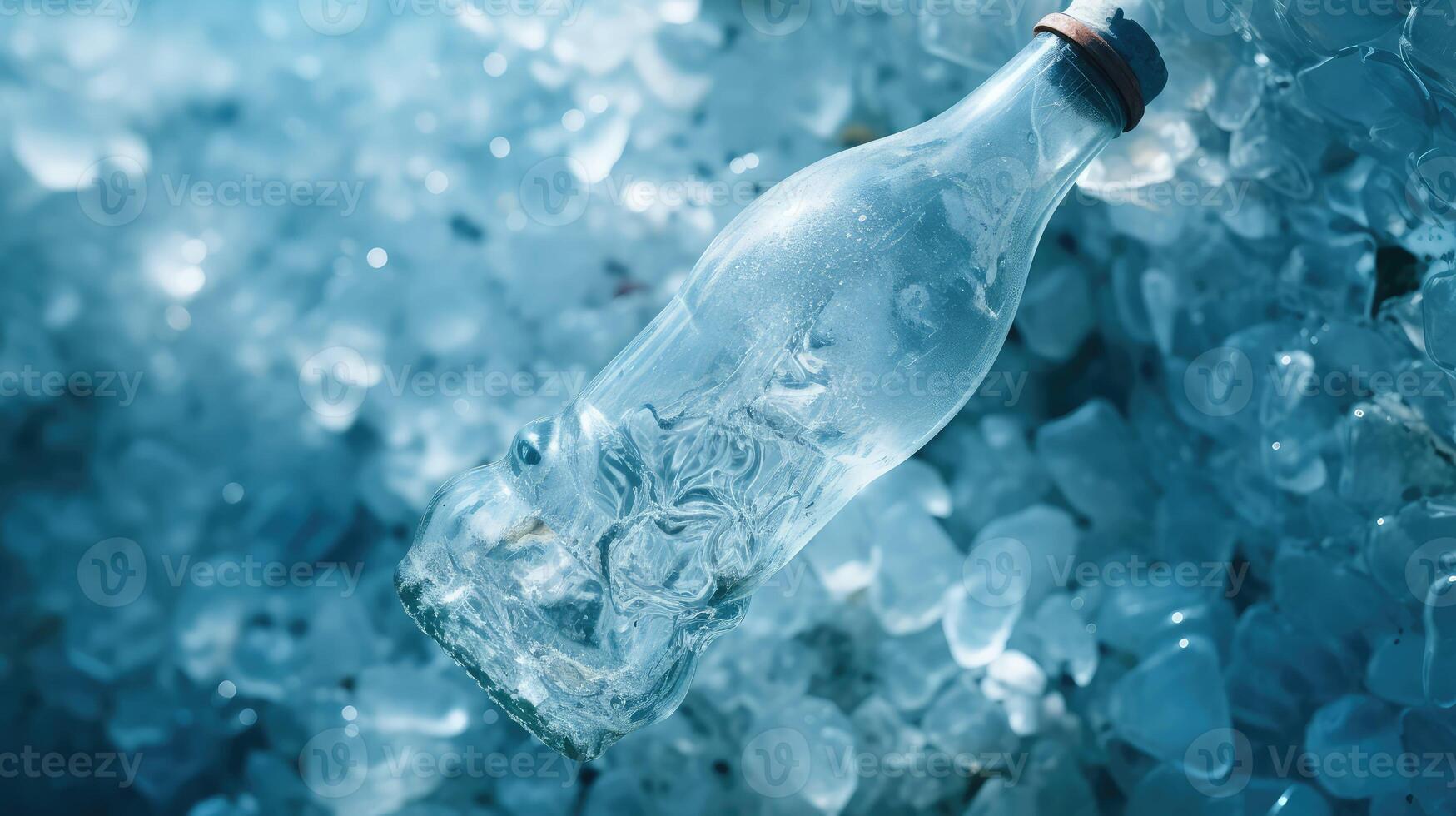 up frozen bottle of water photo