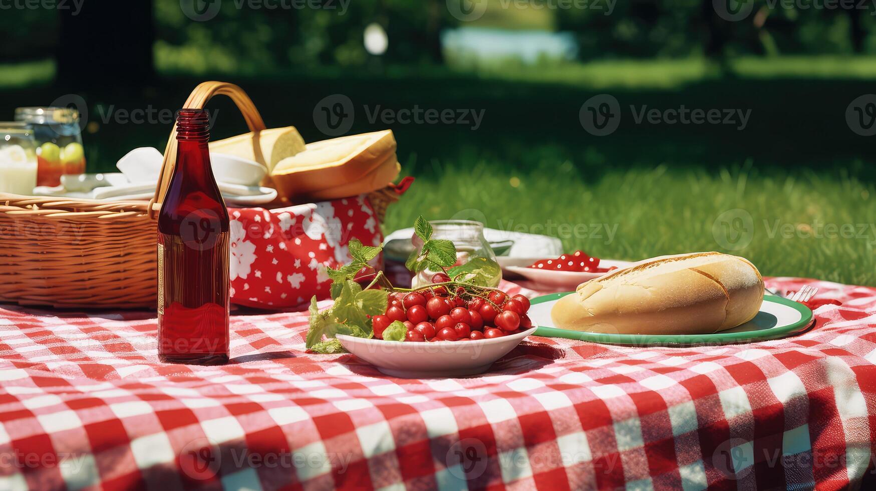 checke red and white checkered table cloth photo
