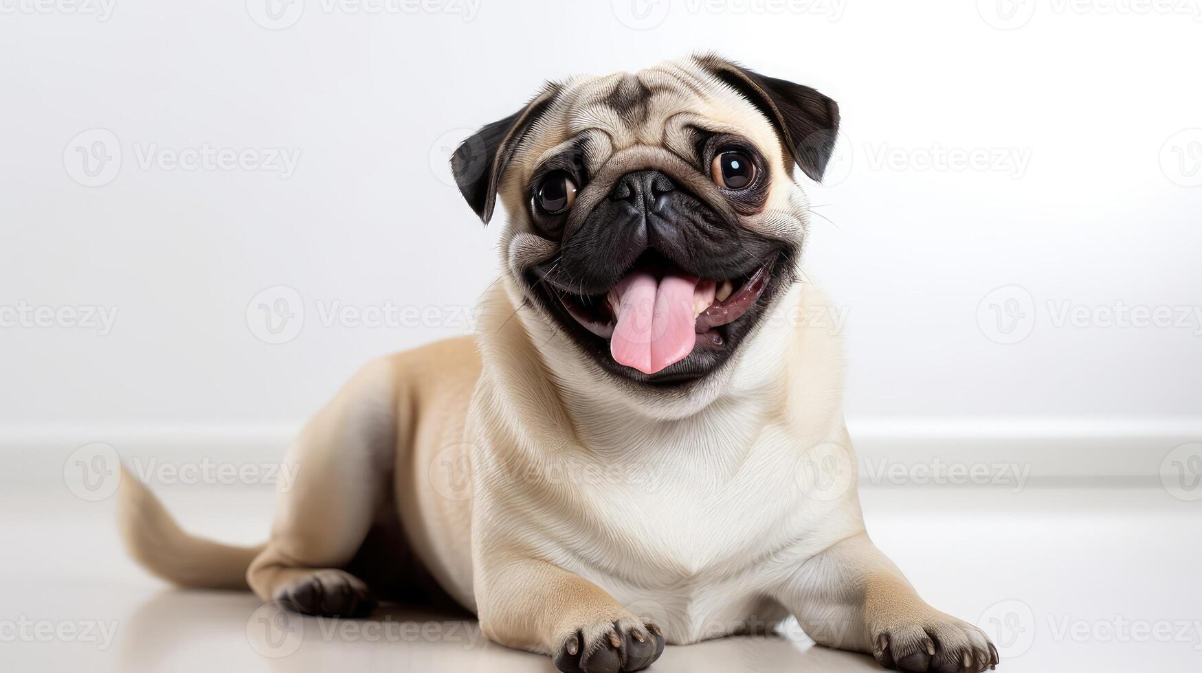charming smiling dog white background photo