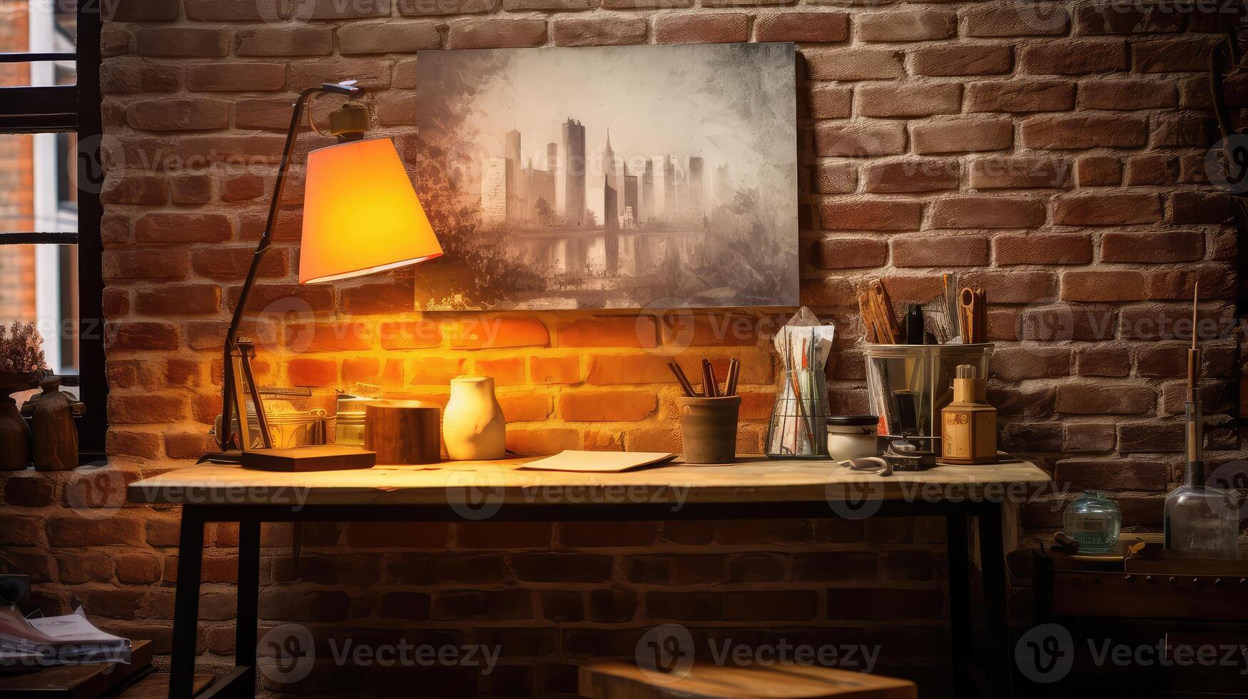 rustic empty wall table photo
