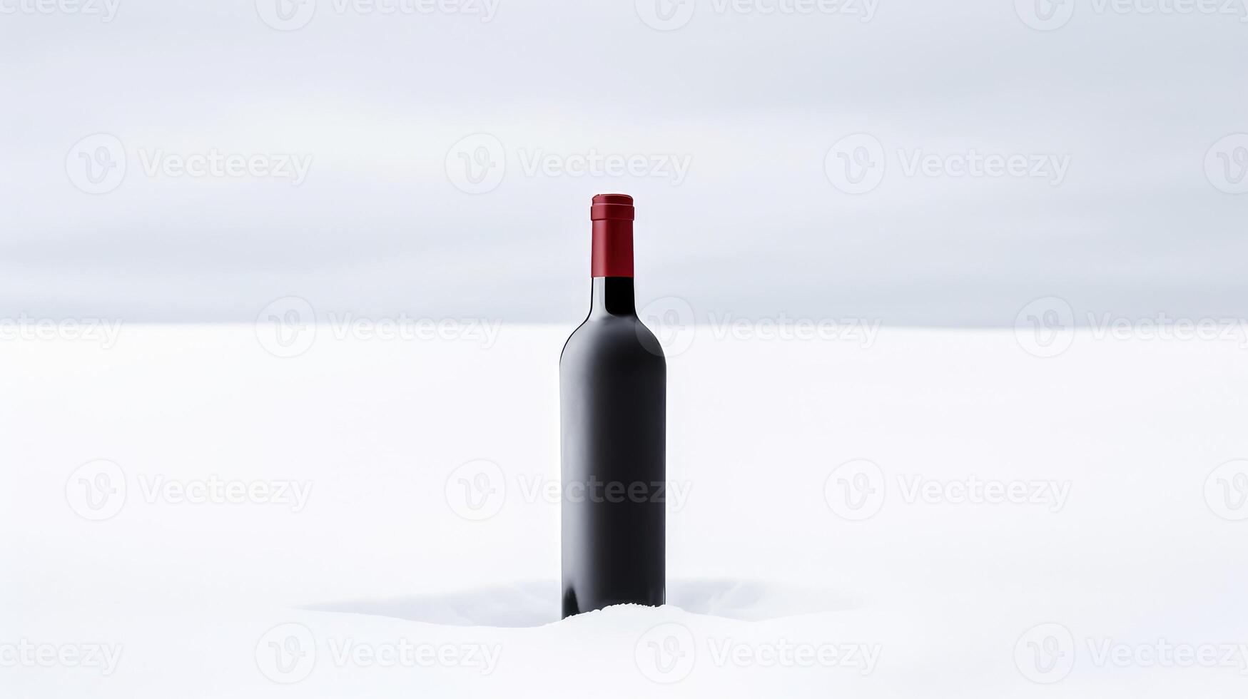mimalist wine bottle in snow photo