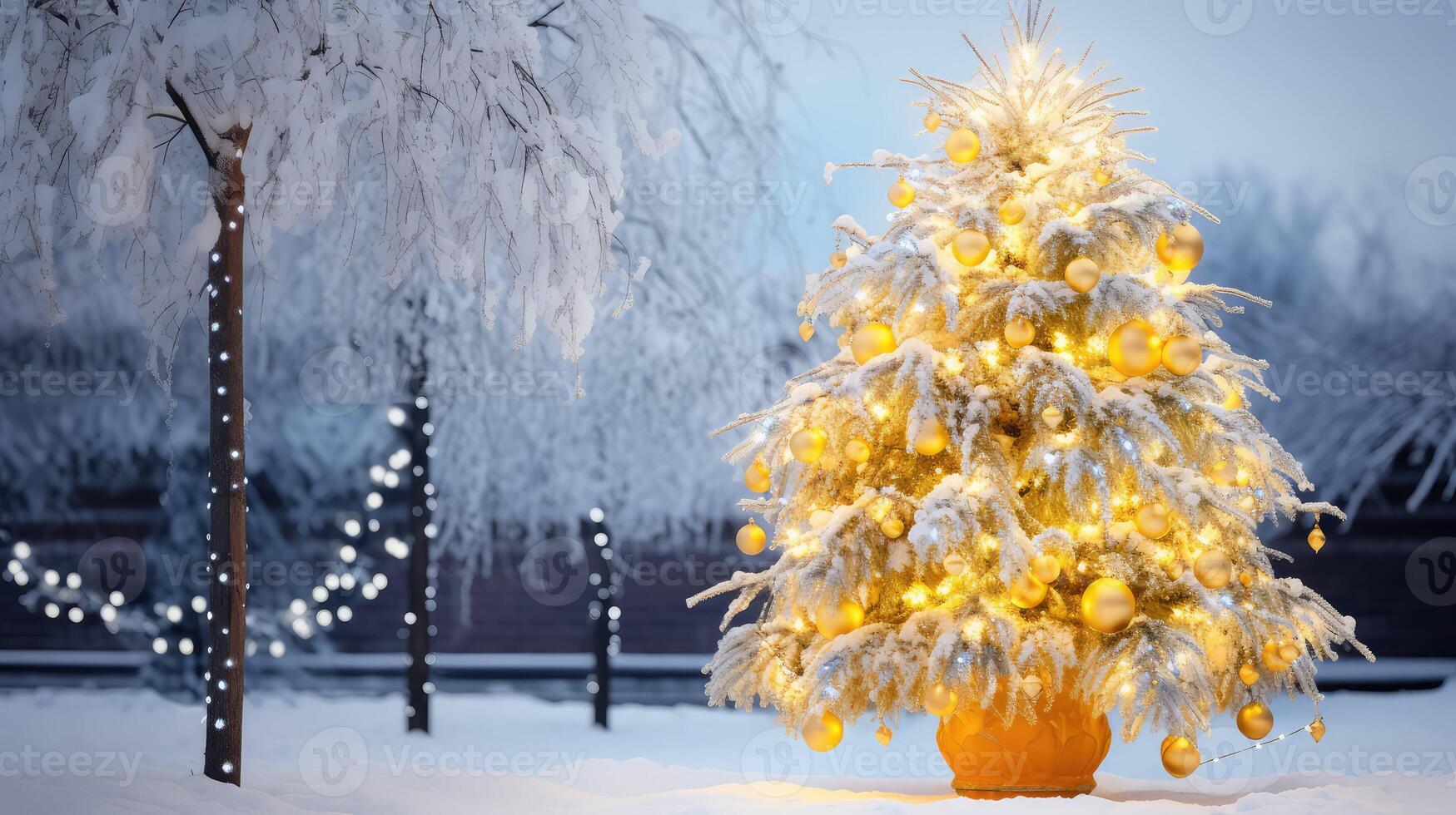 outdoor christmas tree yellow photo