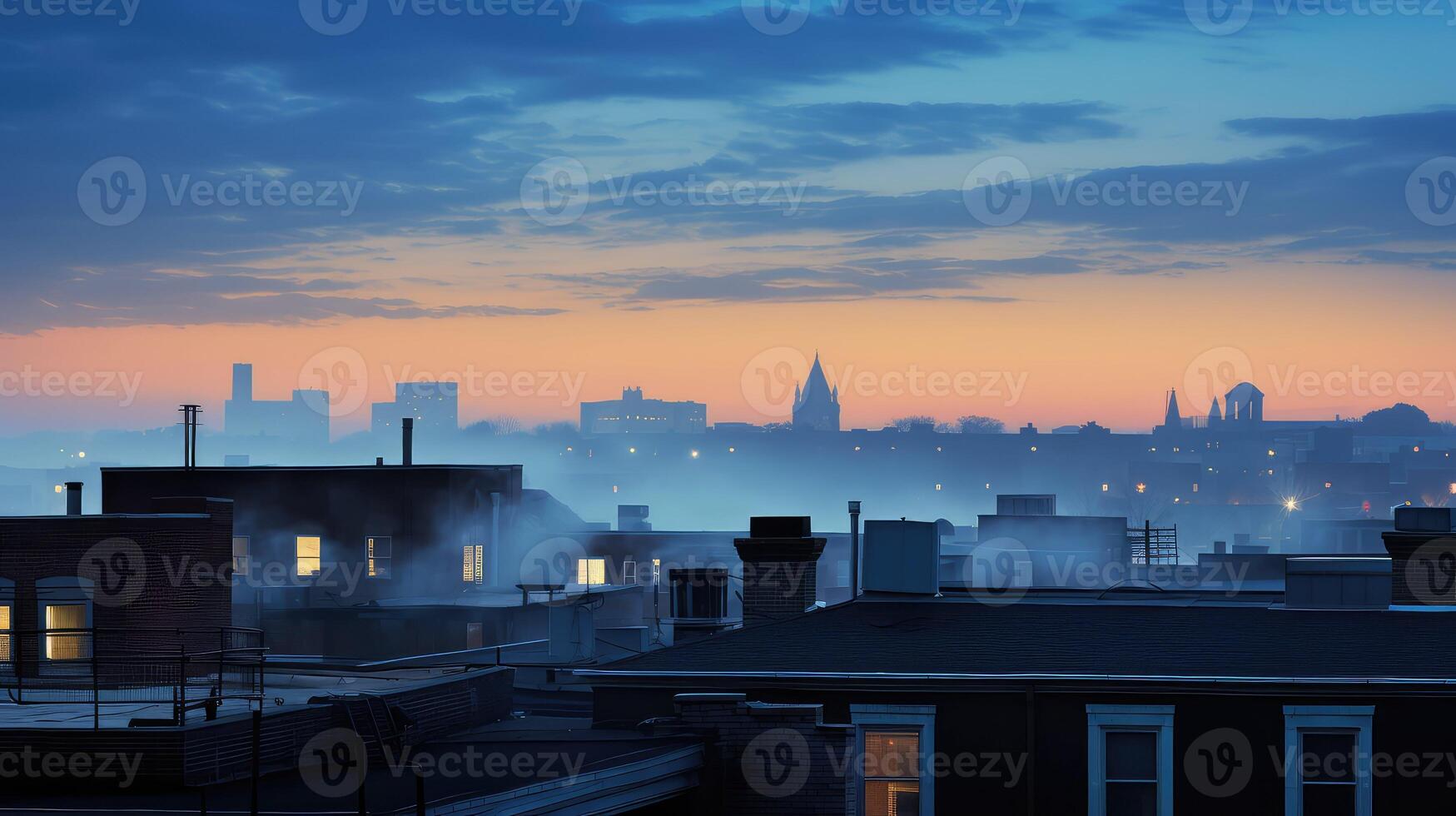 rooftop smoke blue photo