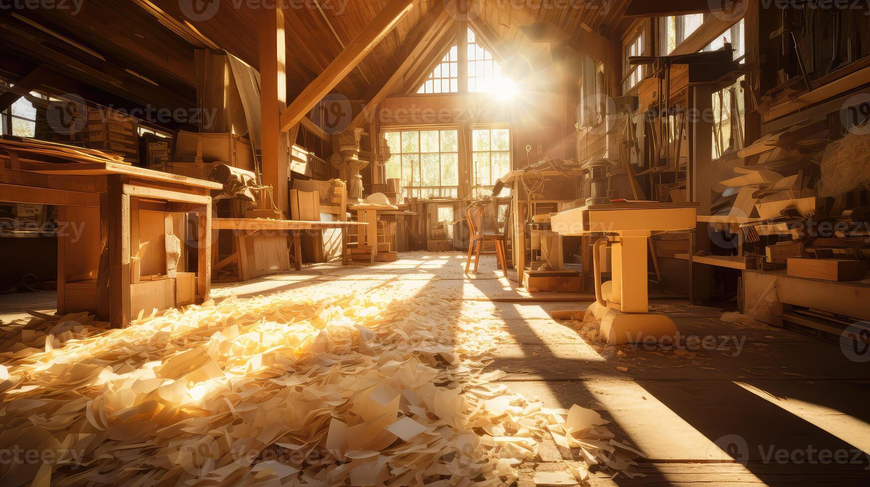 sunlight wood shavings photo
