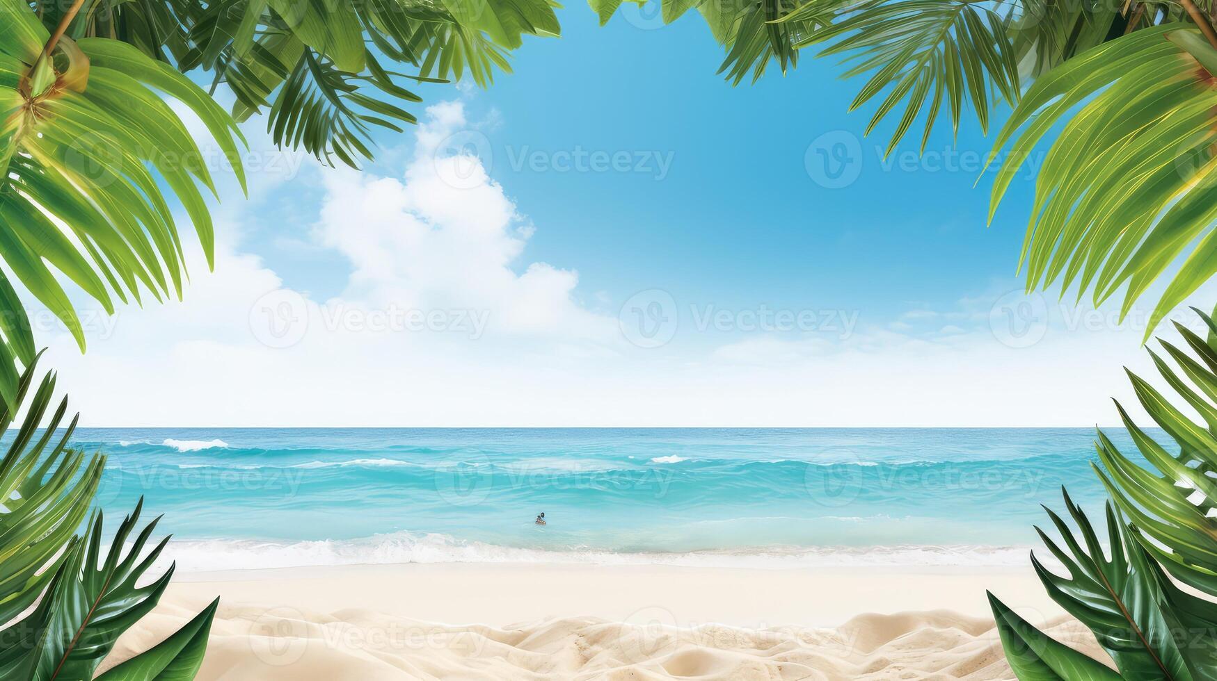 green tropical leaf border photo