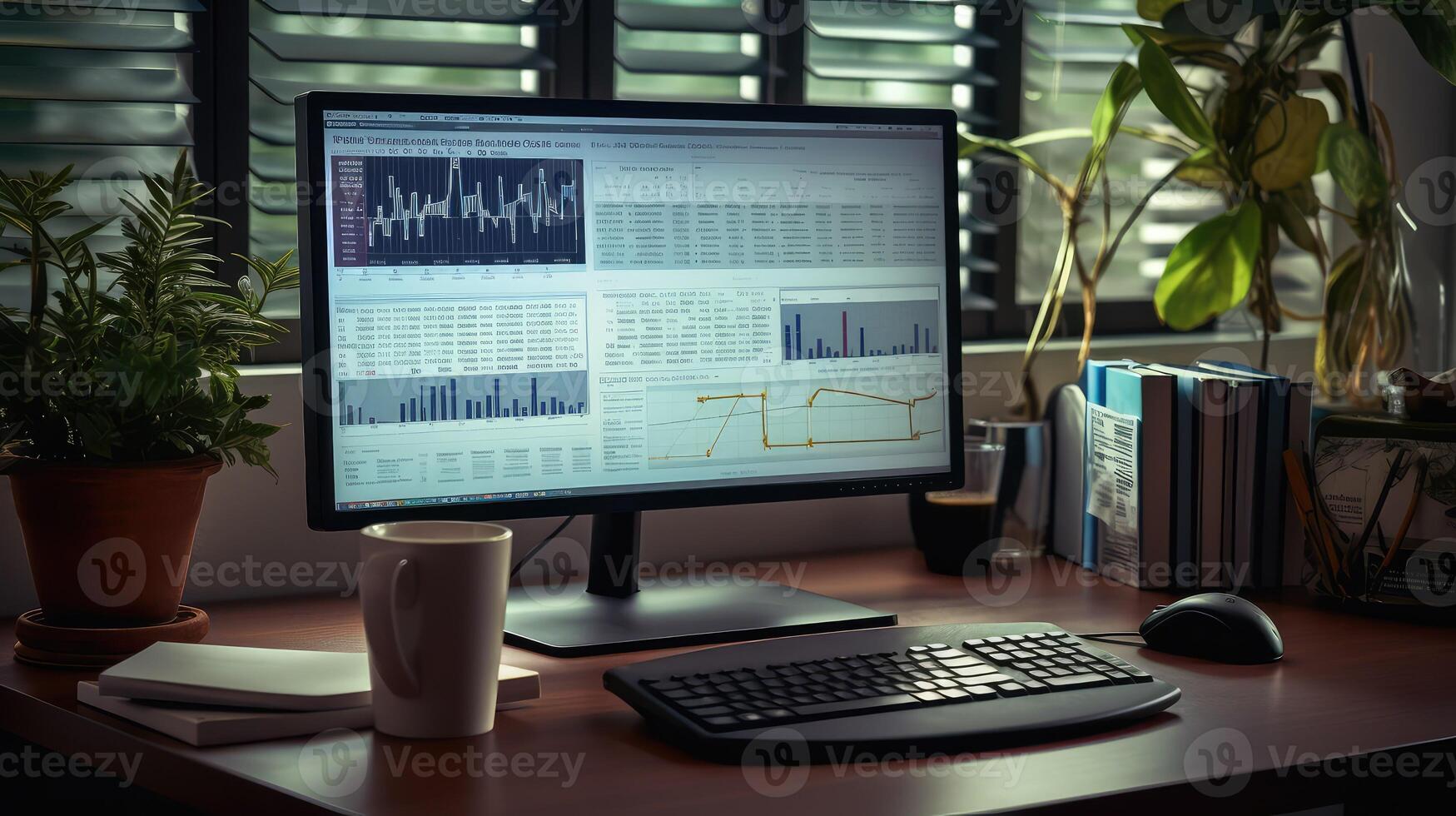 investigation computer with magnifying glass photo