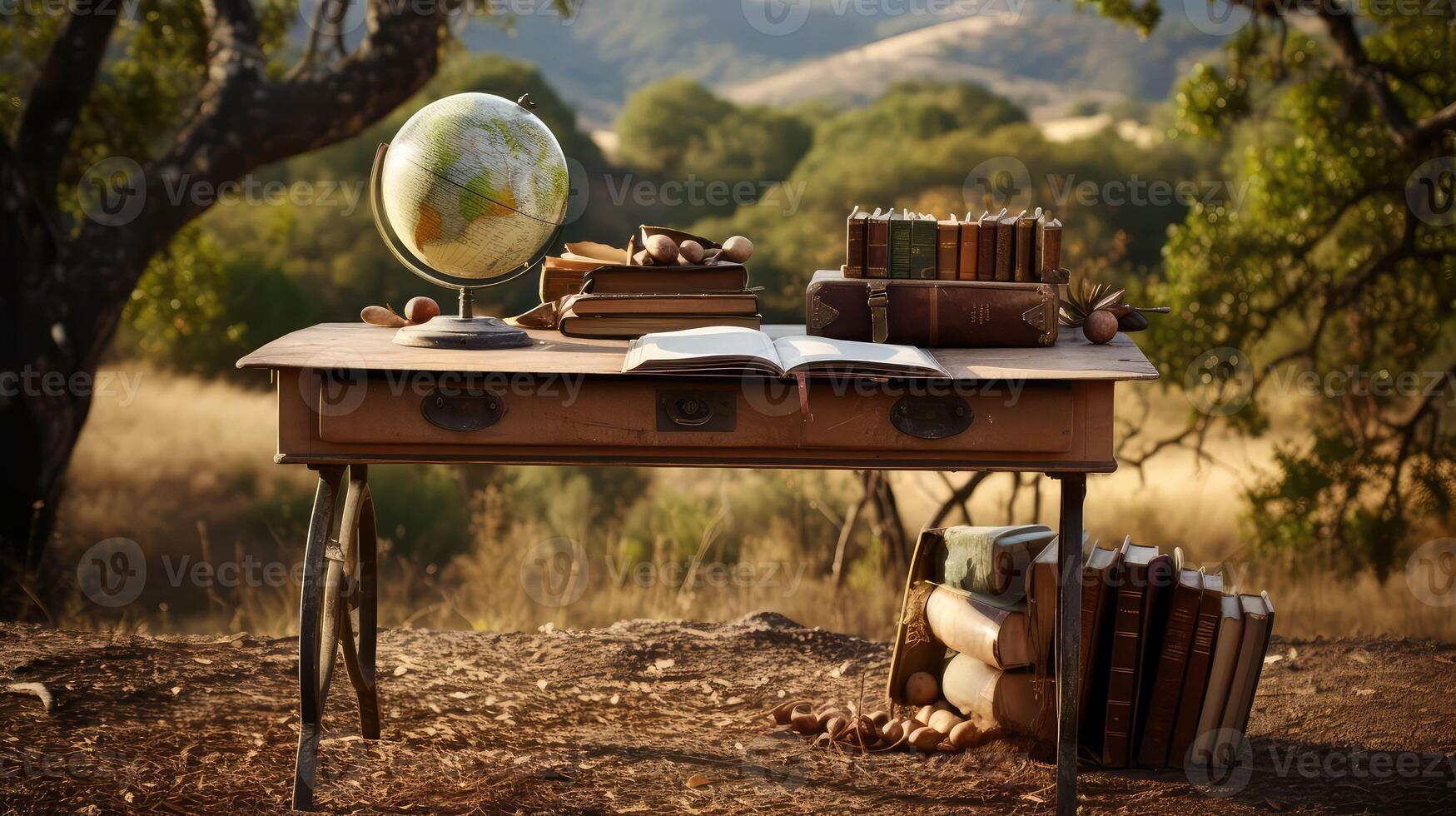 outdoor old school desk photo