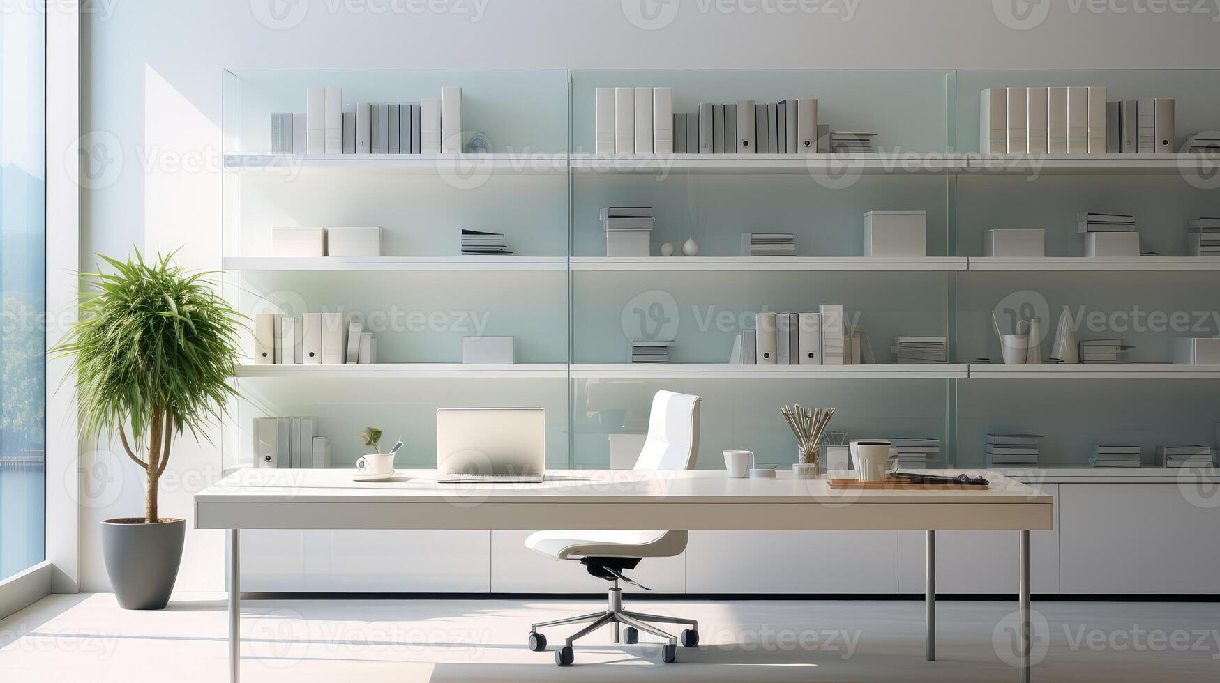 sleek book shelf office photo