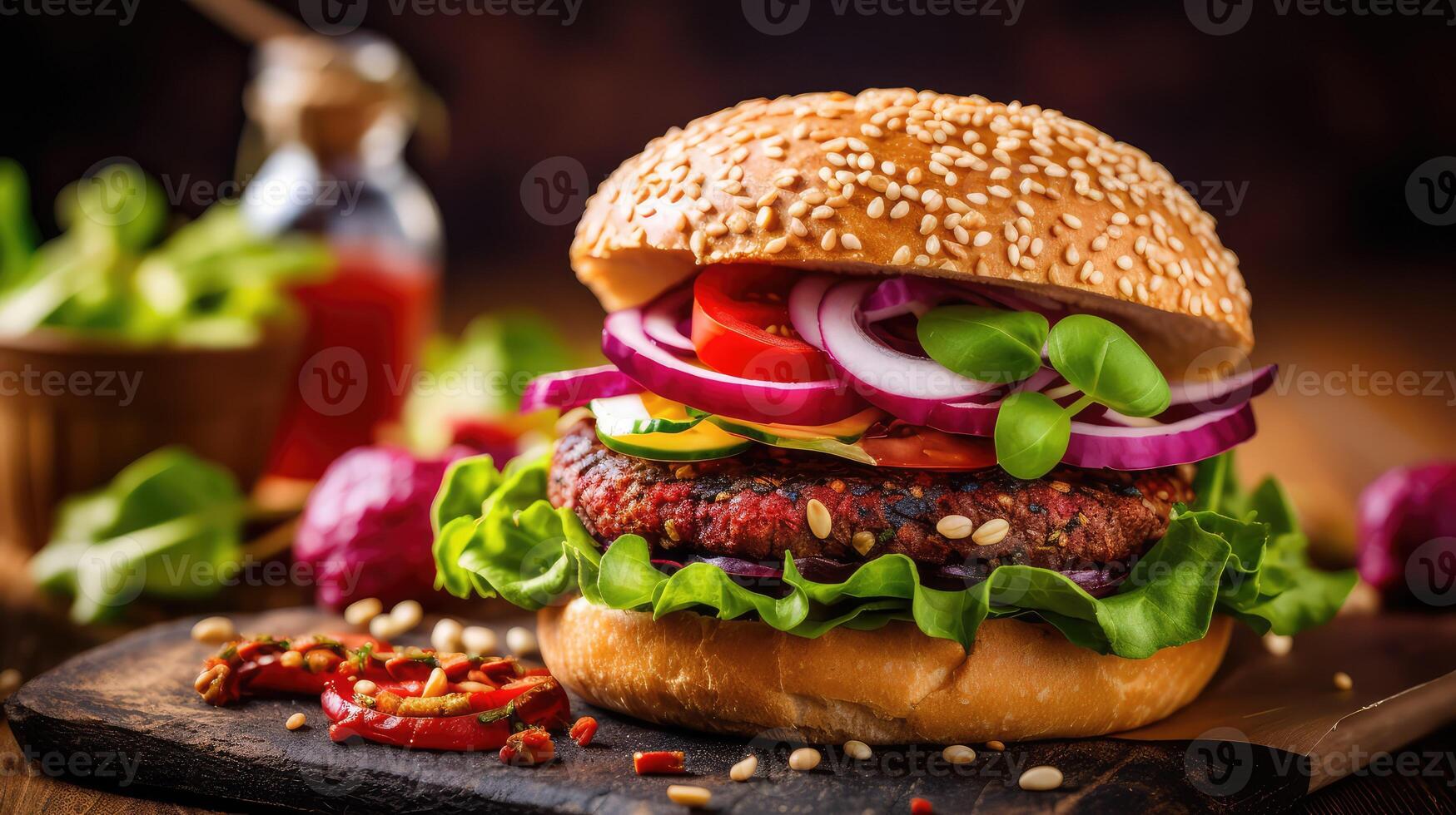 chickpea fresh burger food background photo