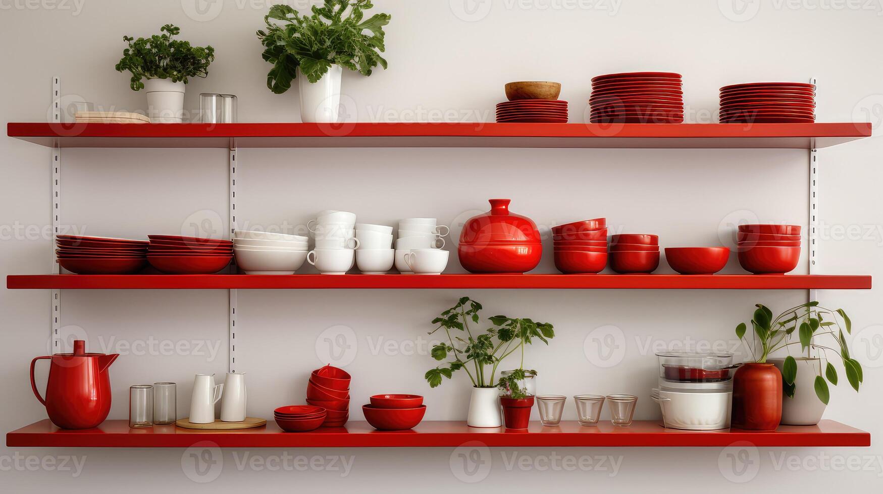 kitchen red shelves photo