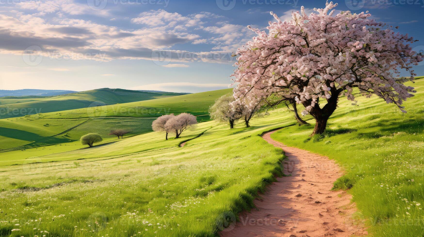 hills spring field photo