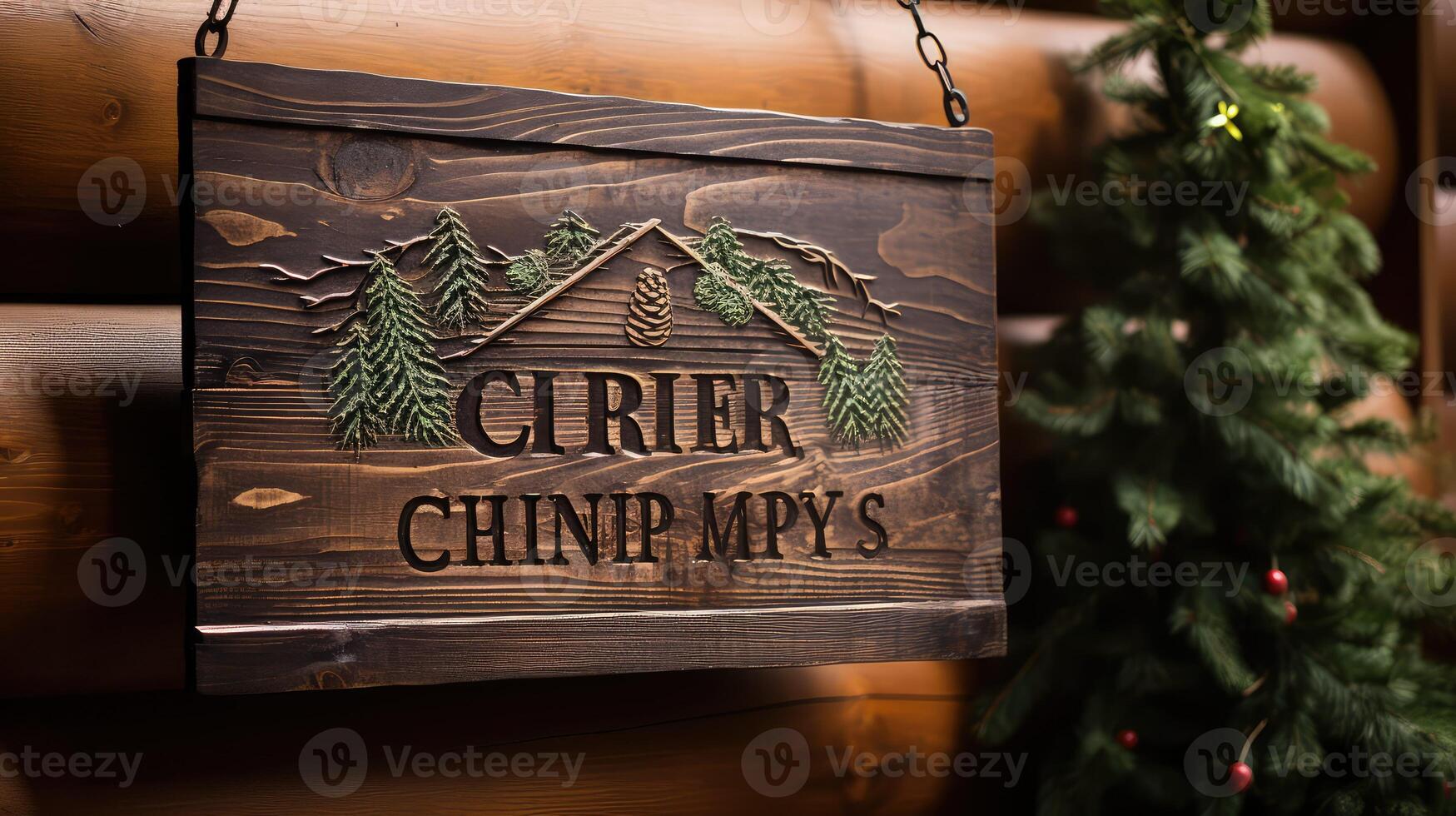 mountain dark wood sign photo