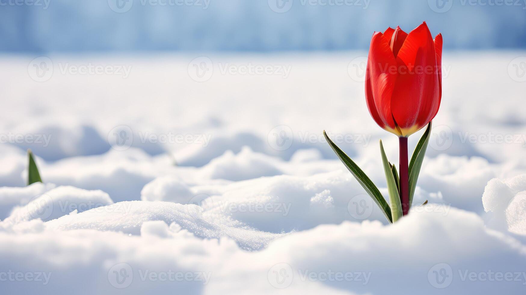 field flower in snow photo