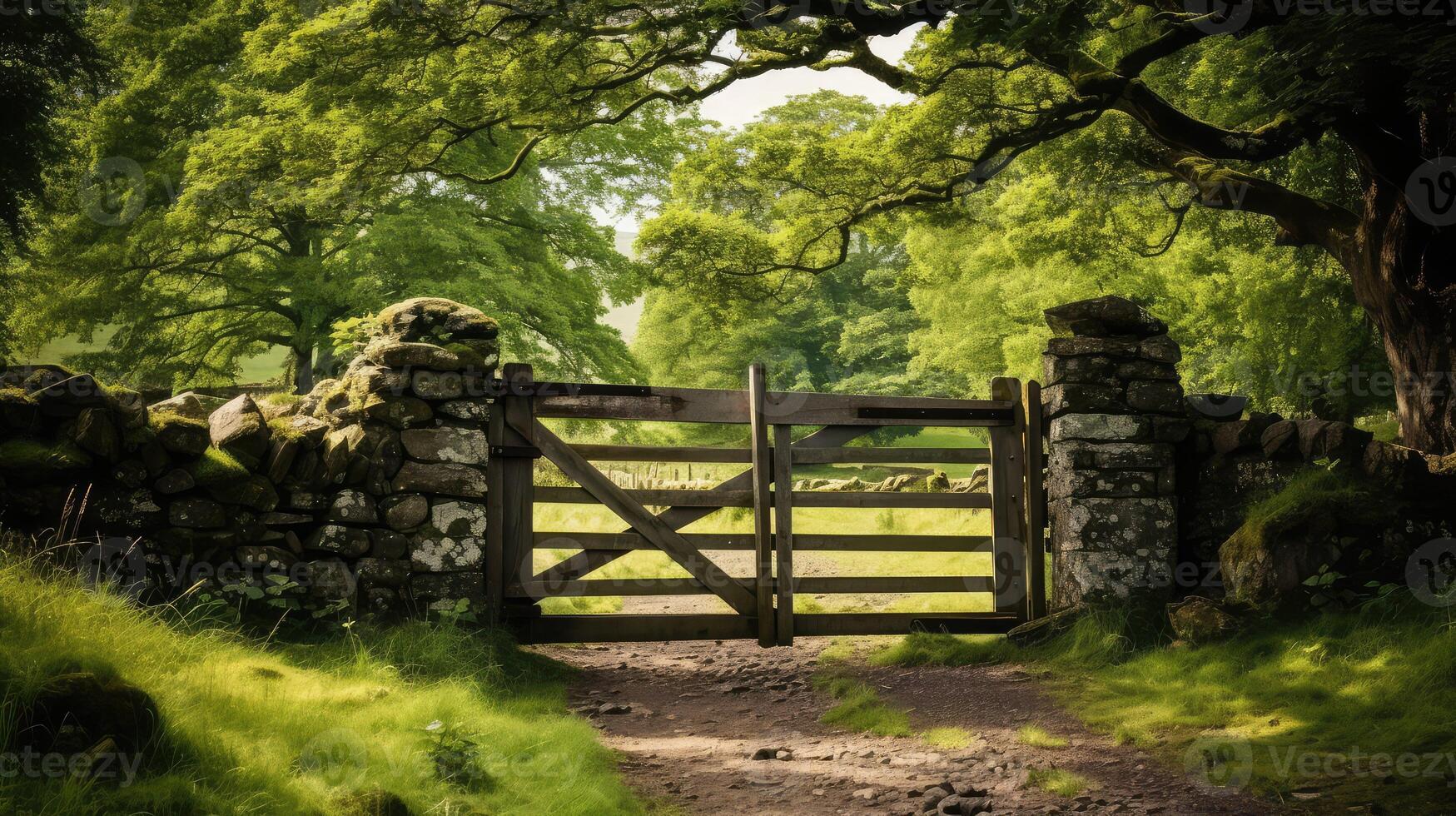 unpainted wooden gate photo
