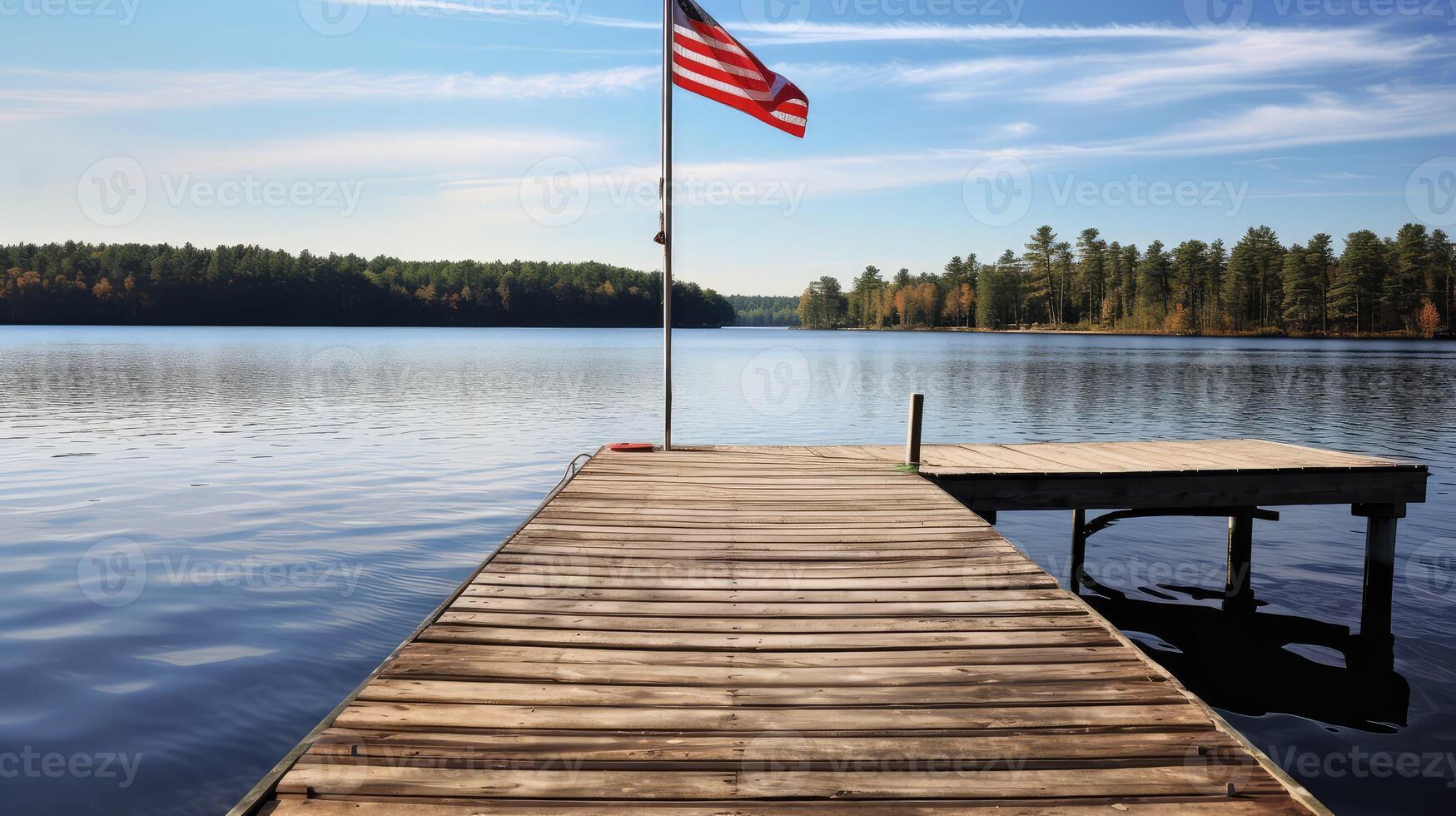 lake flag and wood photo
