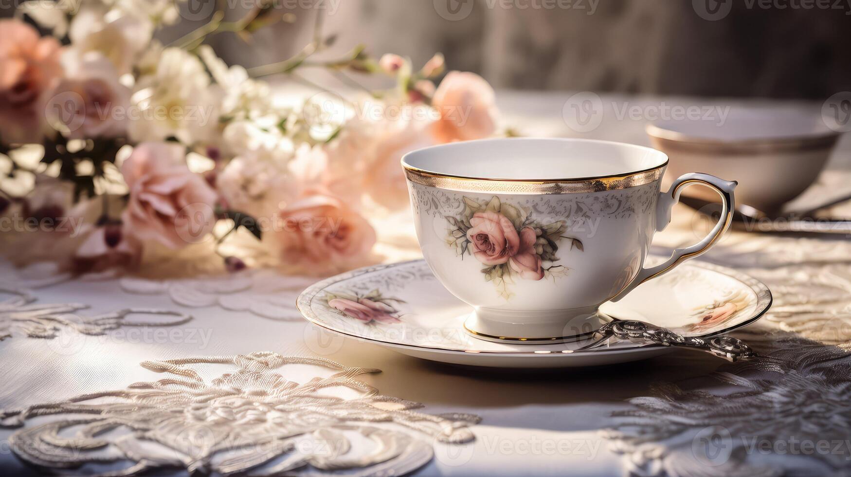 vintage coffee cups on table photo