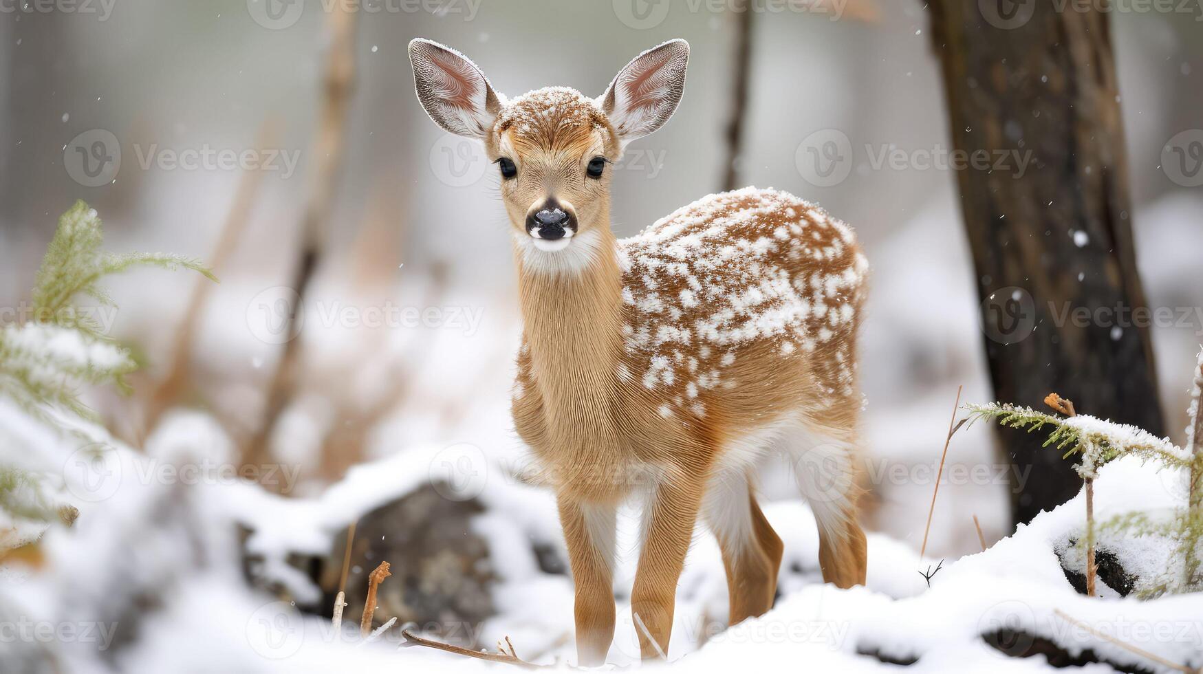 innocence deer snow photo