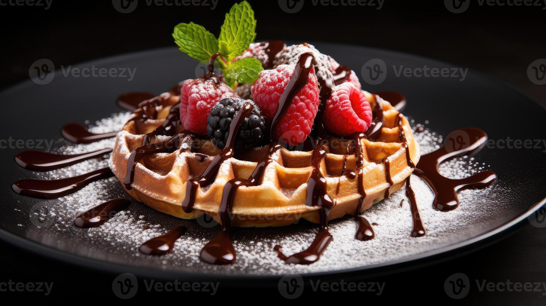 chocolate sauce waffle food background photo