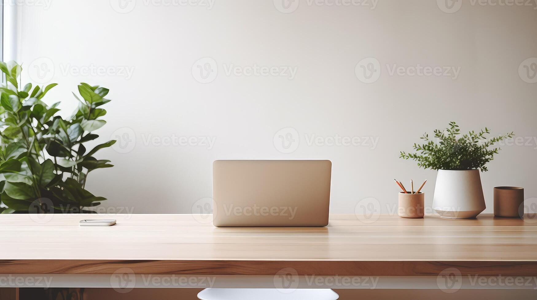 workspace wood plank table photo