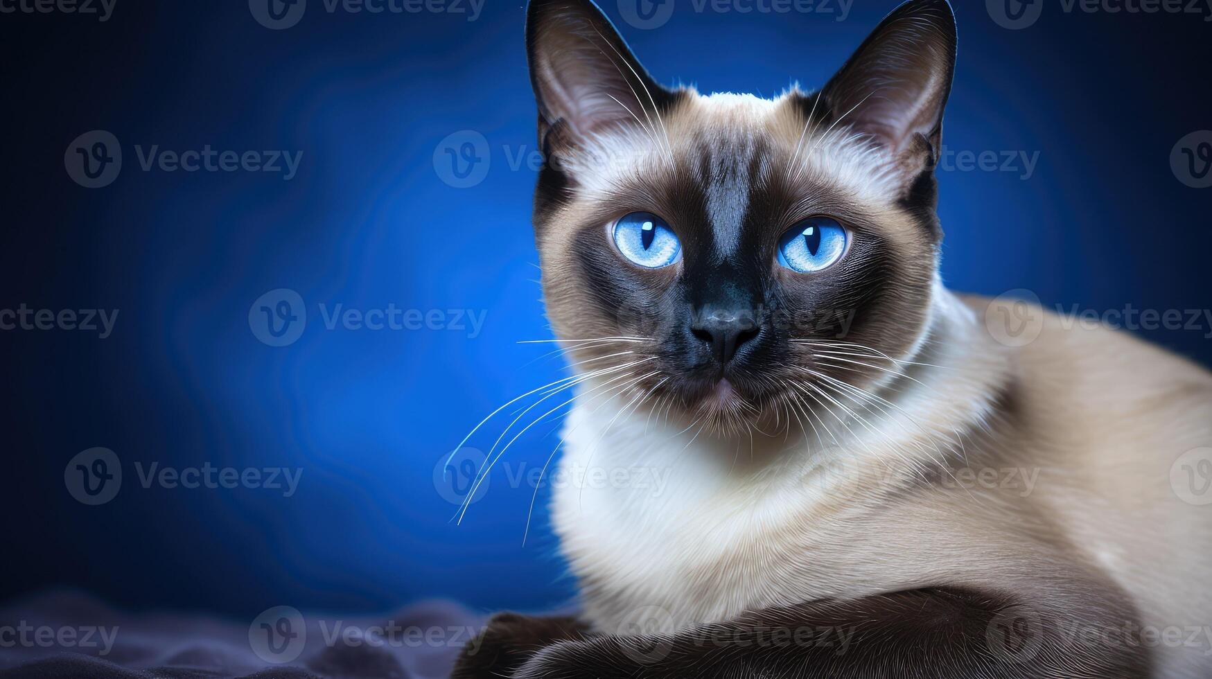 majestic cat blue background photo