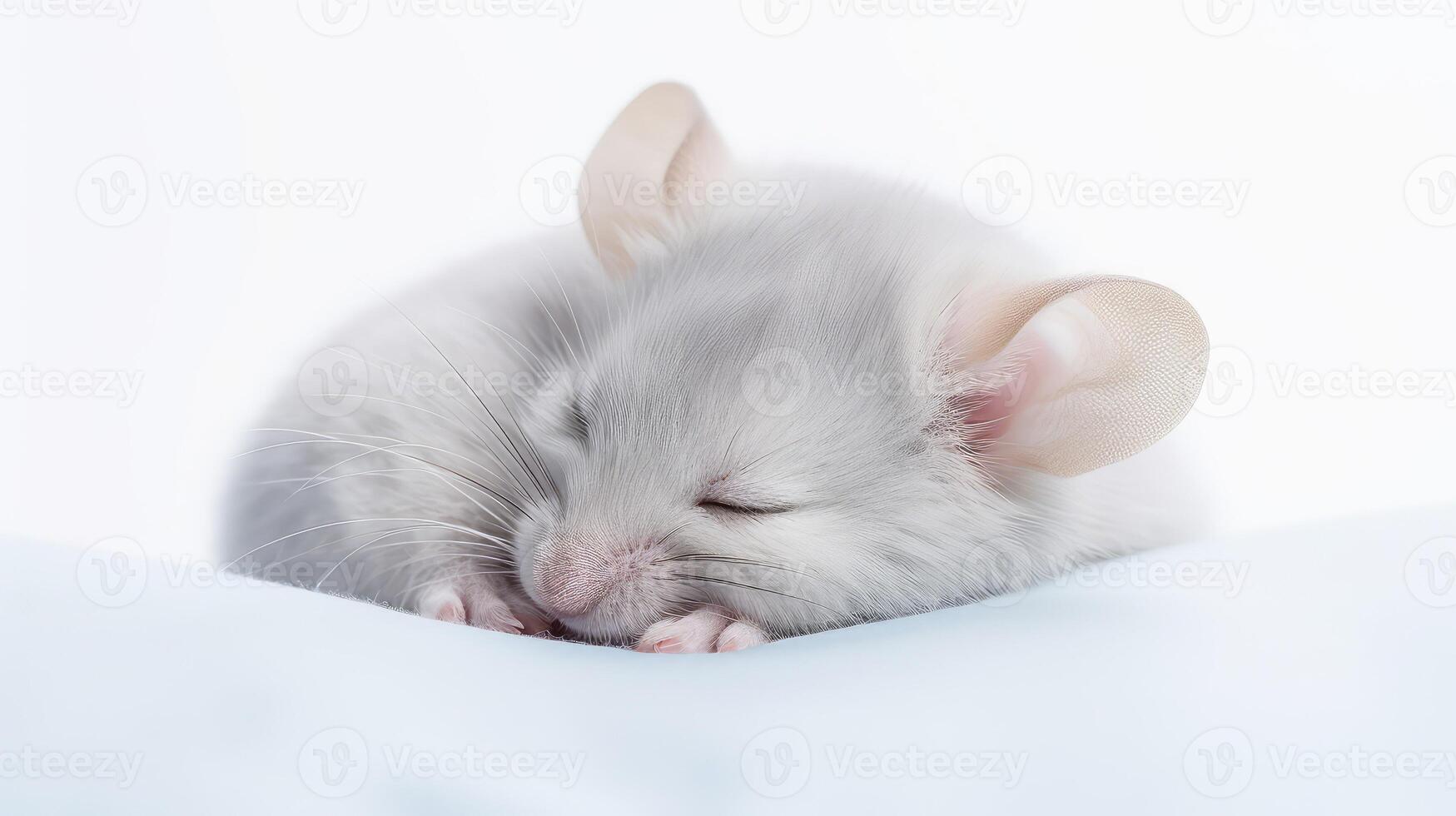 sleeping mouse on white photo