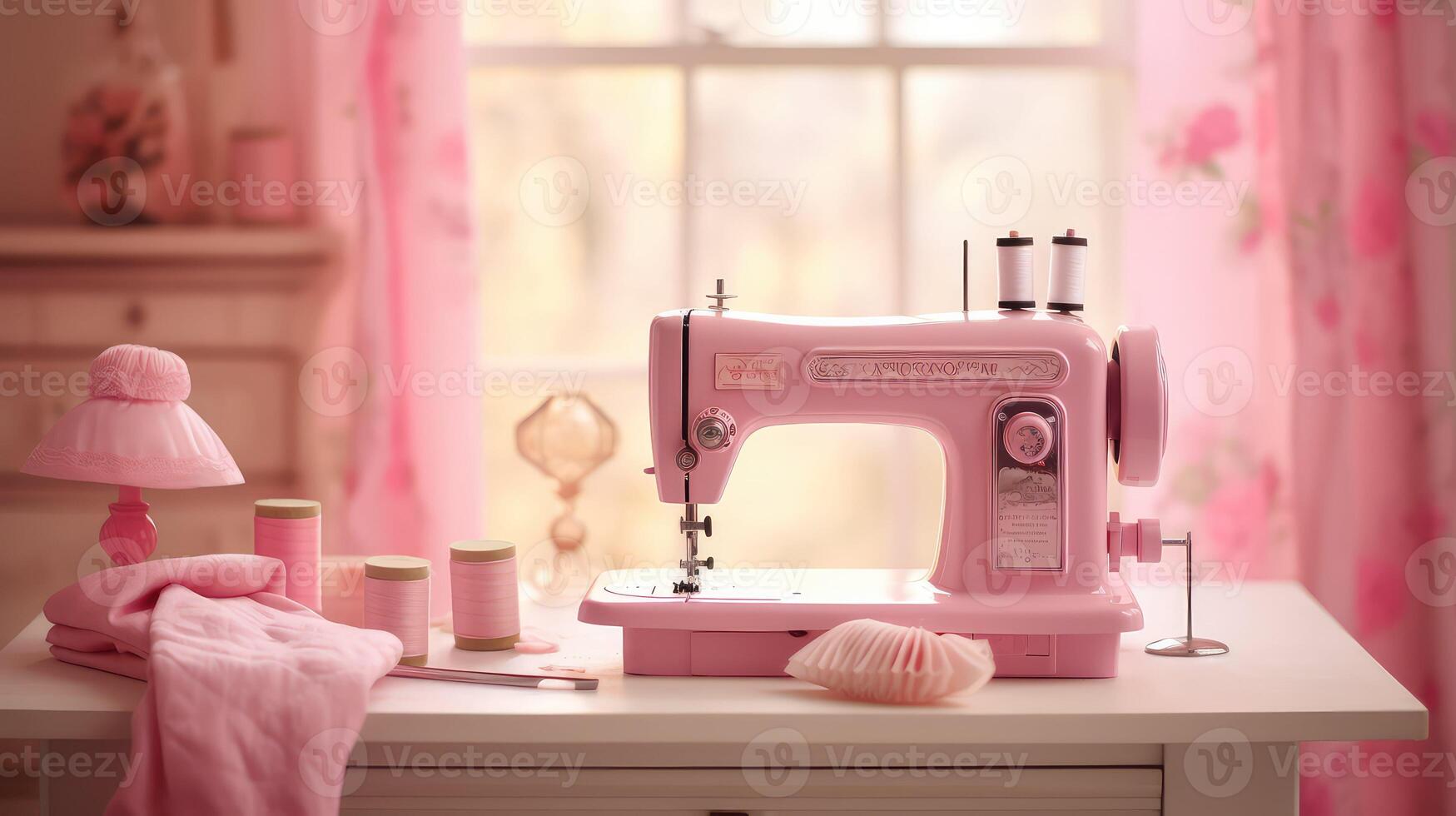 retro pink sewing machine photo