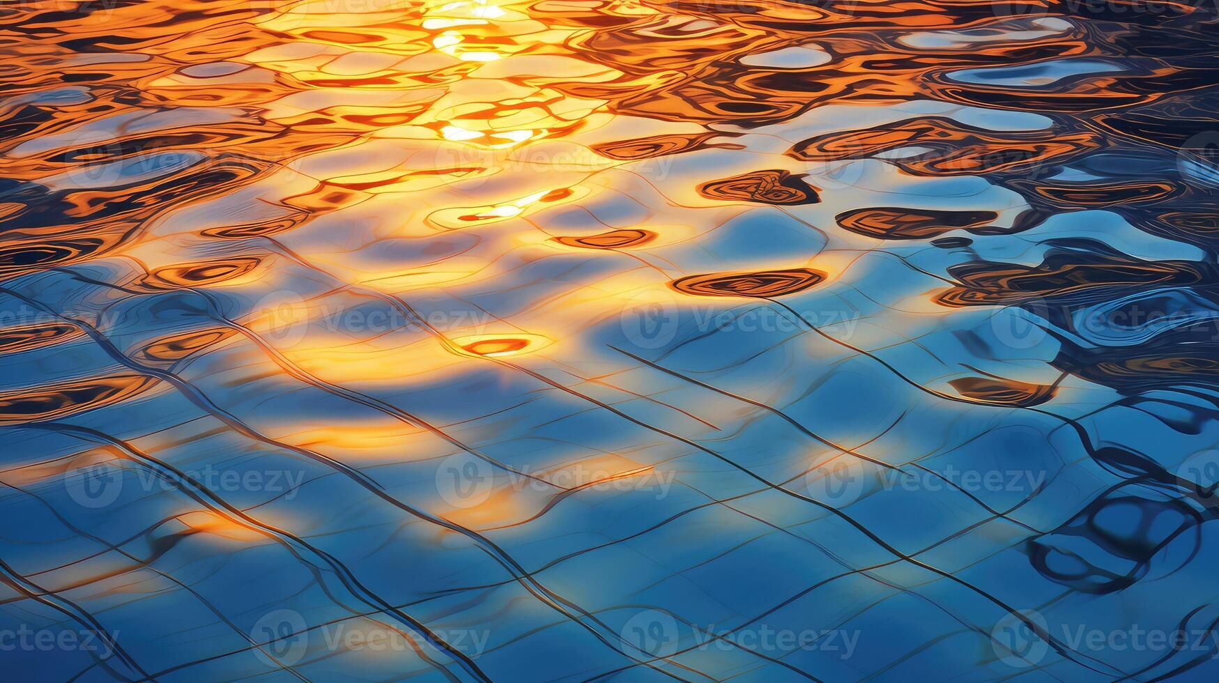poolside light shining through water photo