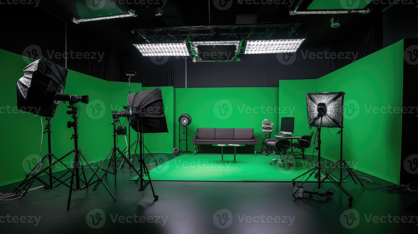 setup green screen wall photo
