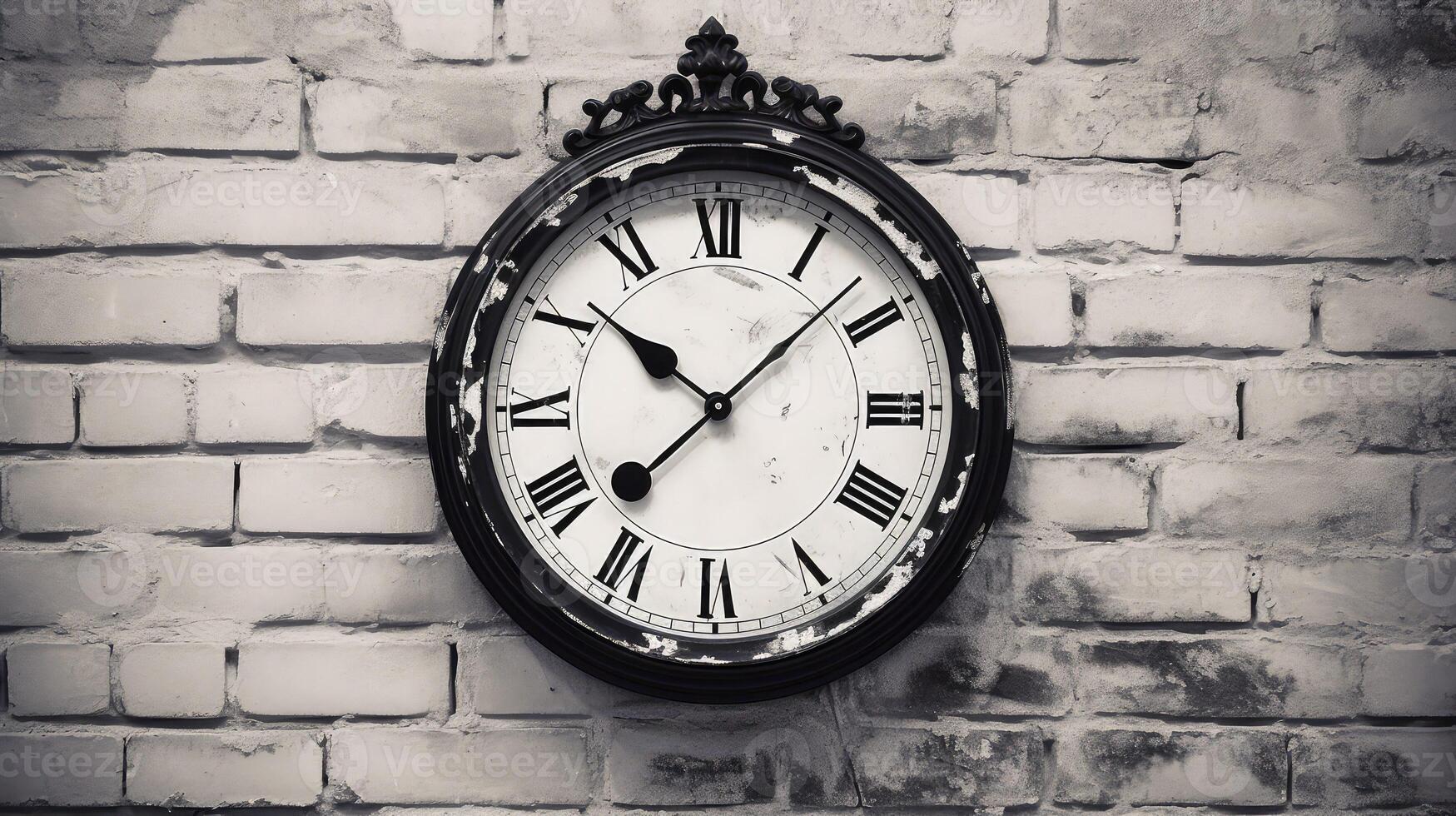 rustic black and white clock photo