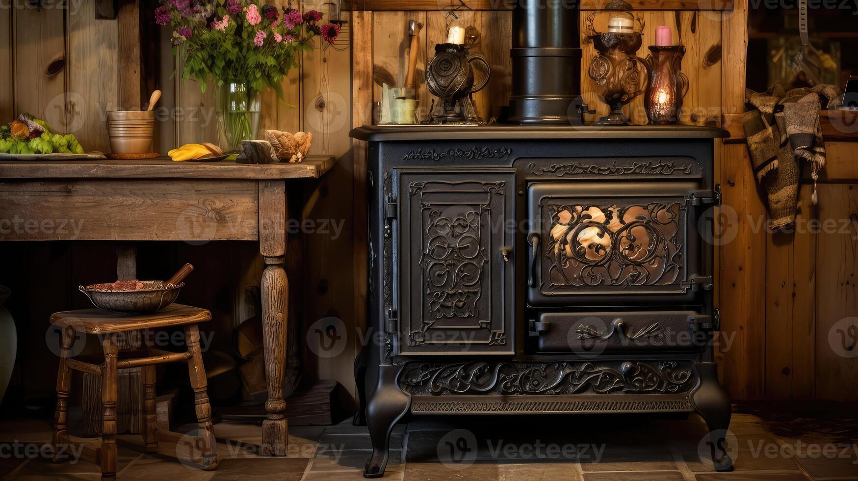 iron antique wood stove photo