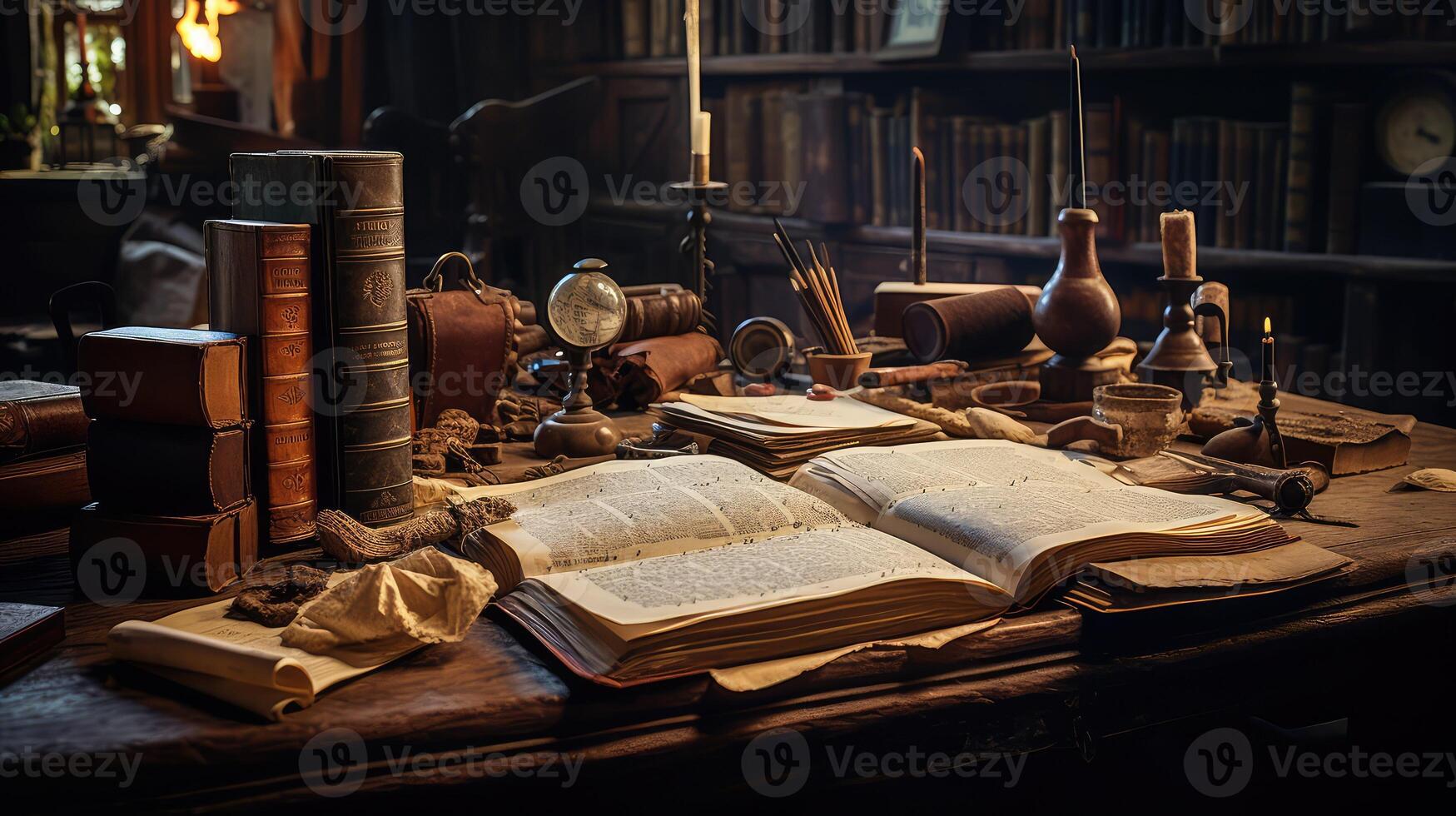 handwritten old leather book photo