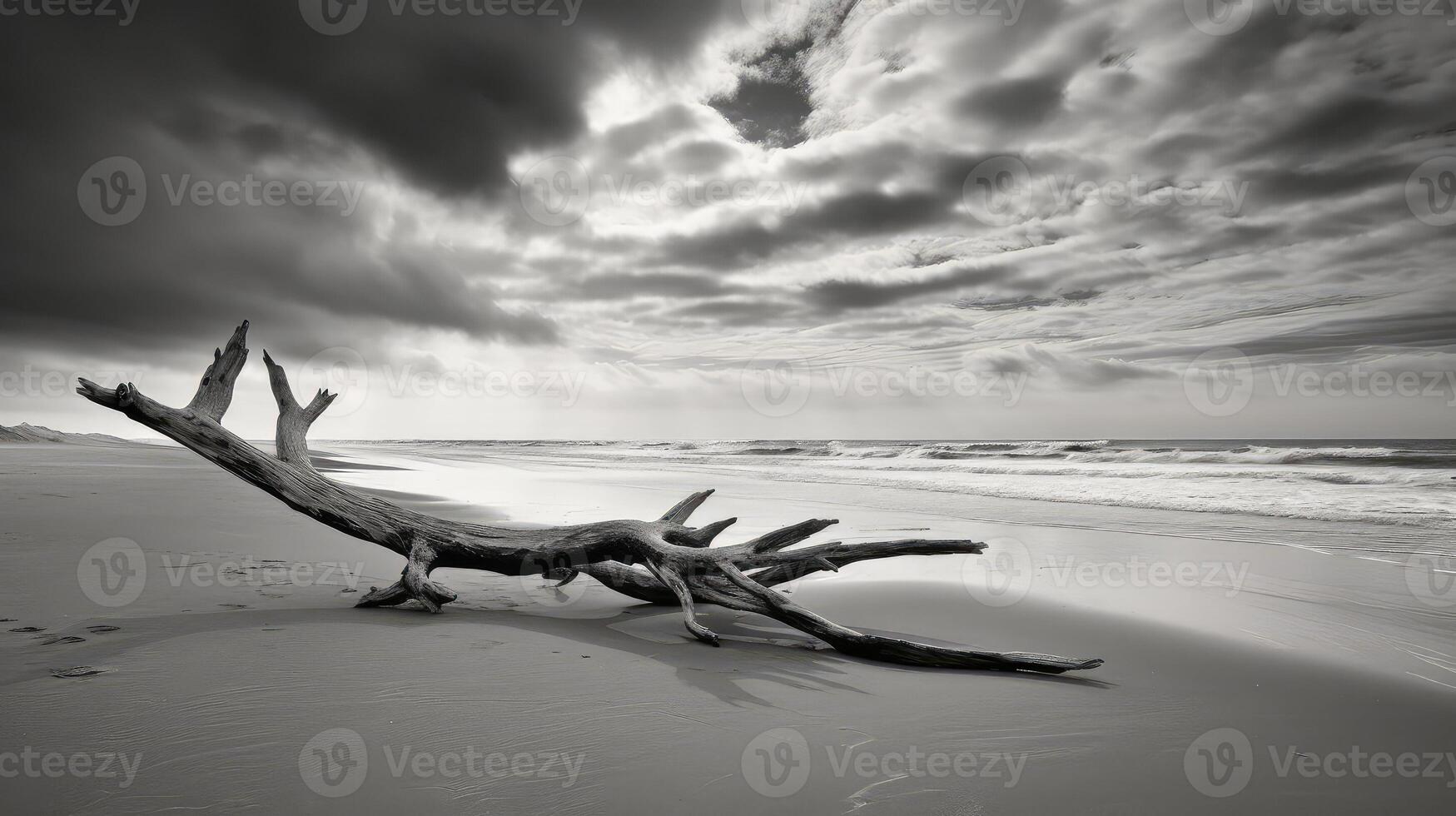 waves beach black white photo