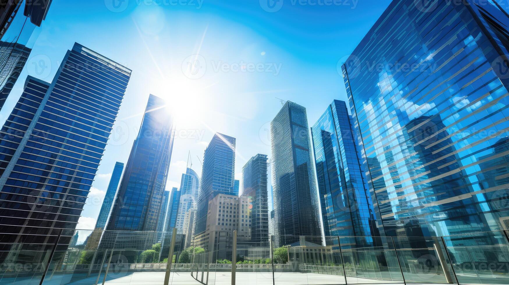 cityscape blue sky no clouds photo