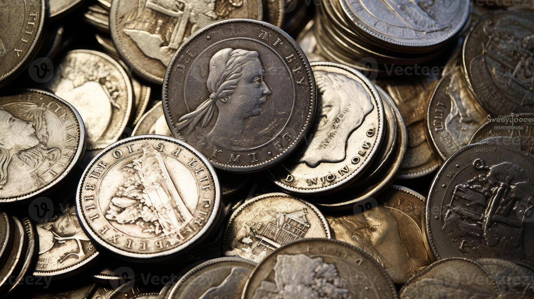 close coins on white photo