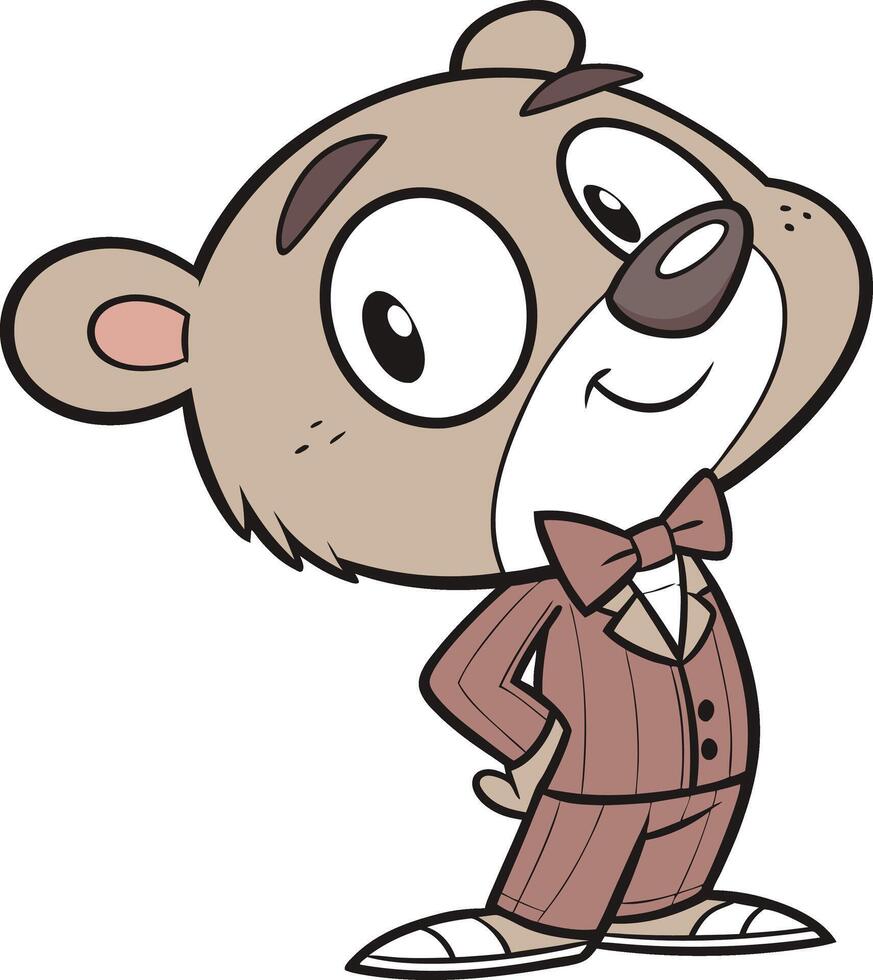 Cartoon Bear in Suit and Bow Tie illustration vector