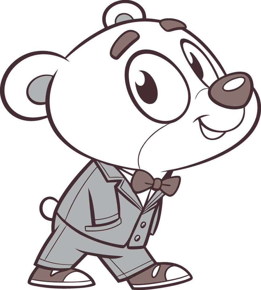 Cartoon Bear in Suit and Bow Tie vector