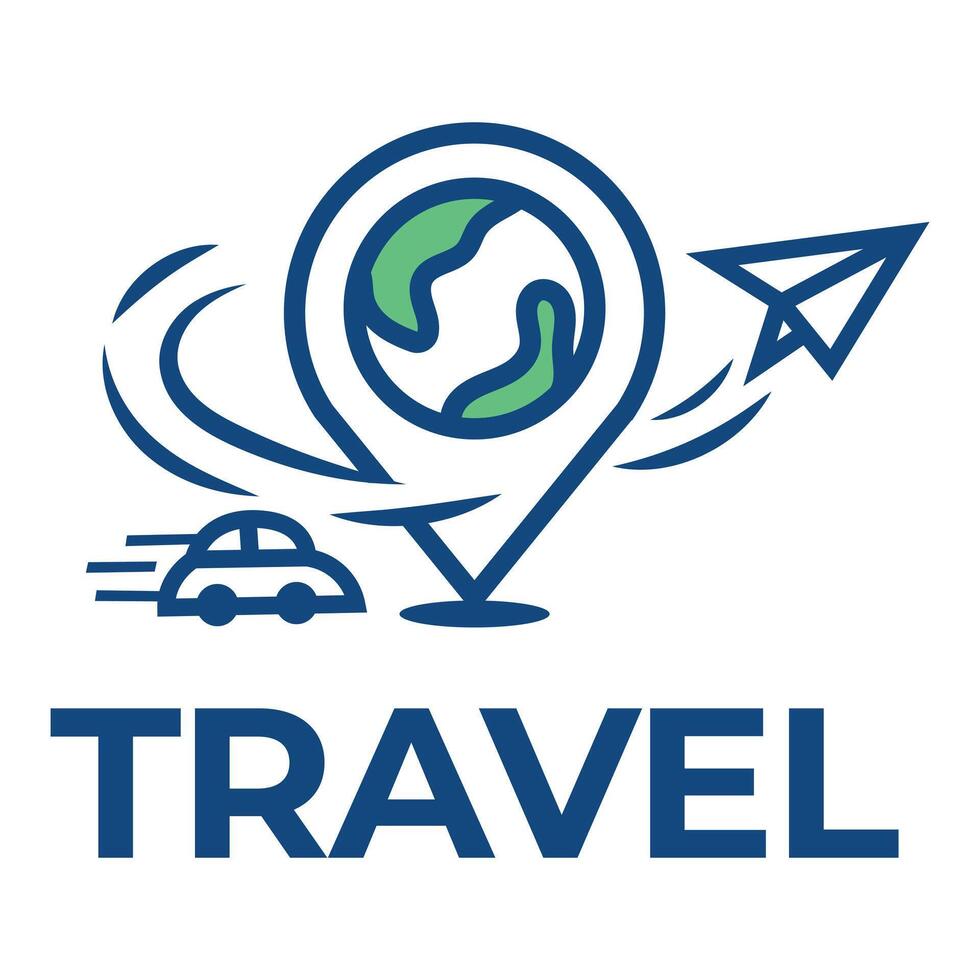 travel location pin flat minimalist logo design vector