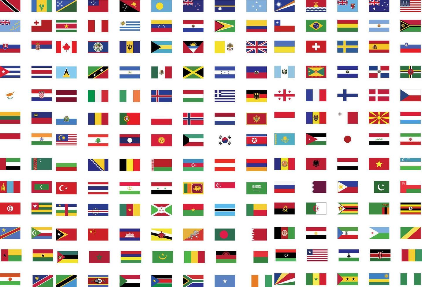 flags of the world are shown in this image vector