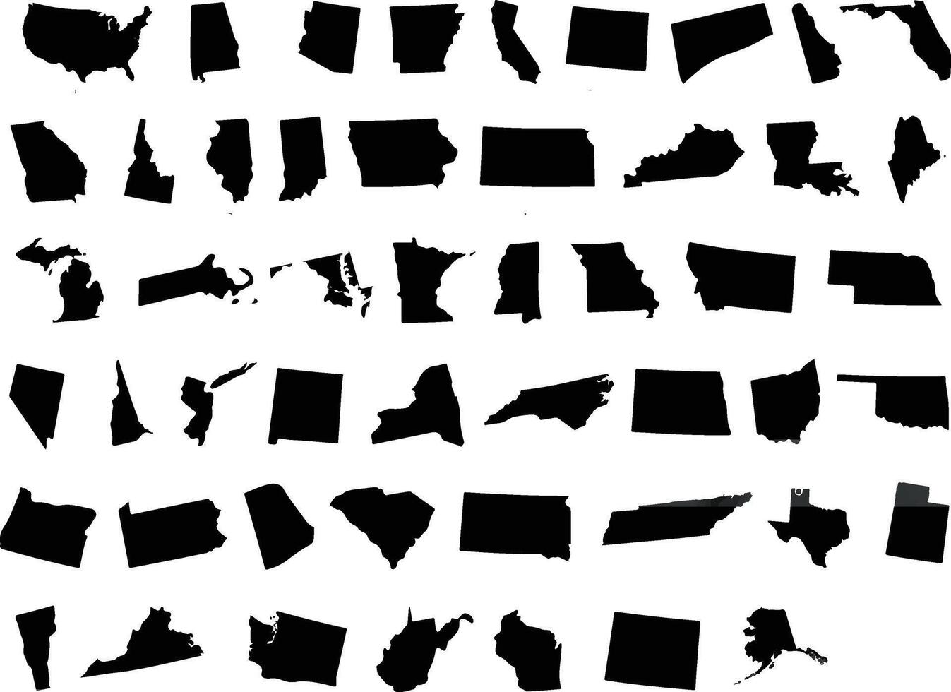 a collection of usa states silhouettes on a white background vector