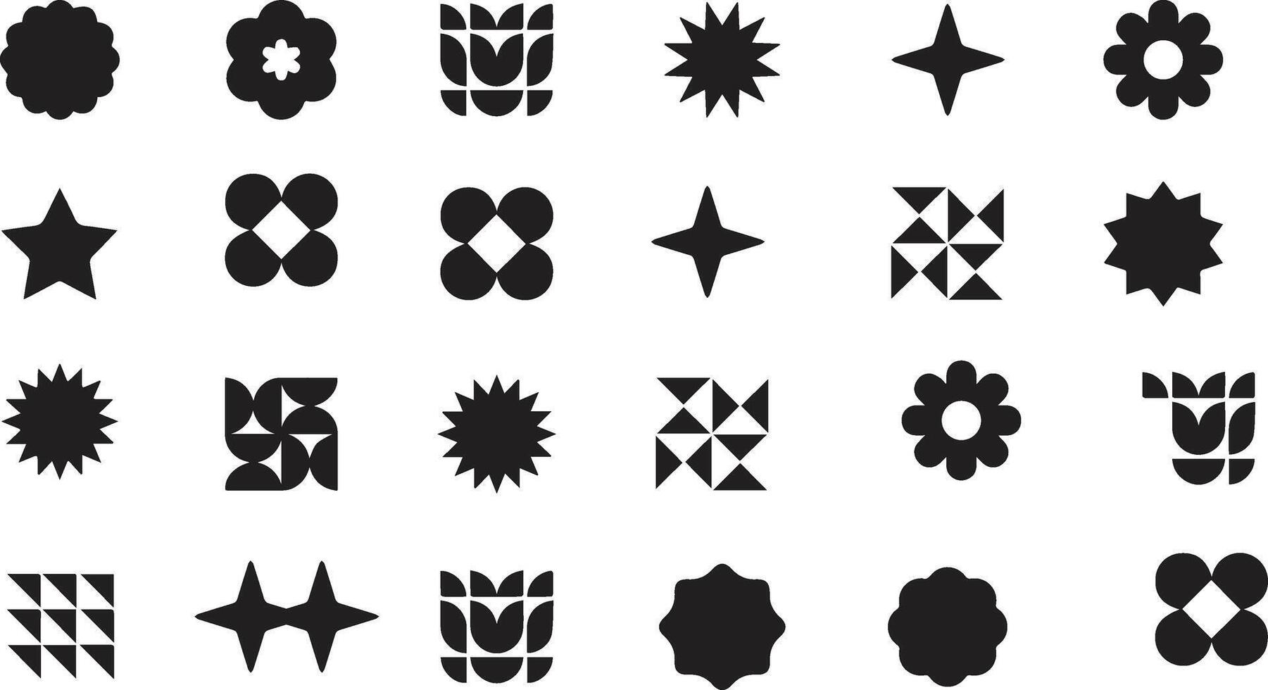 a set of black and white geometric shapes vector