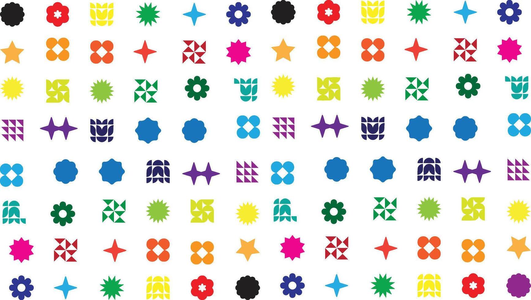 a colorful pattern with many different shapes and colors vector