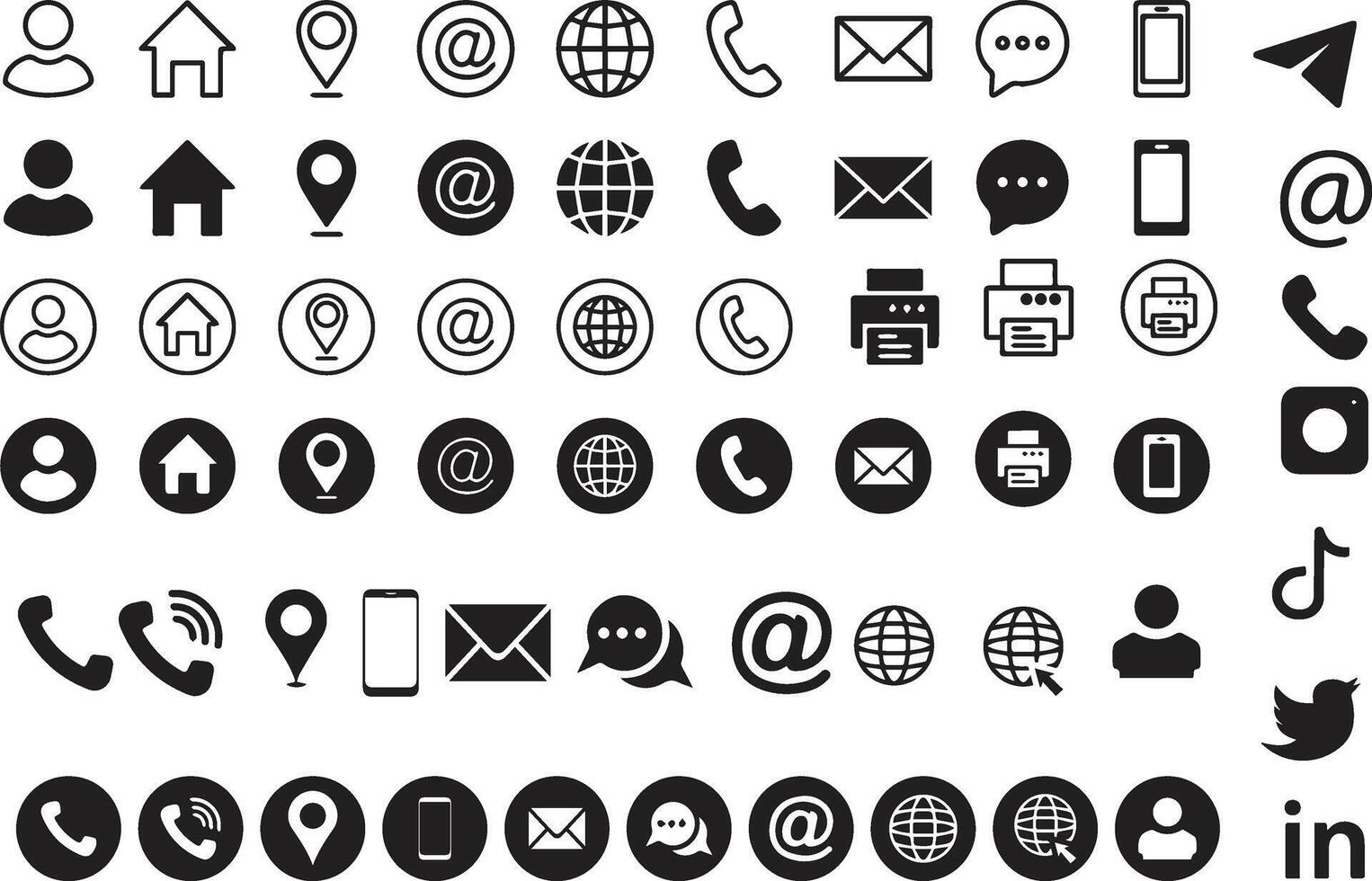 icons for social media and communication vector