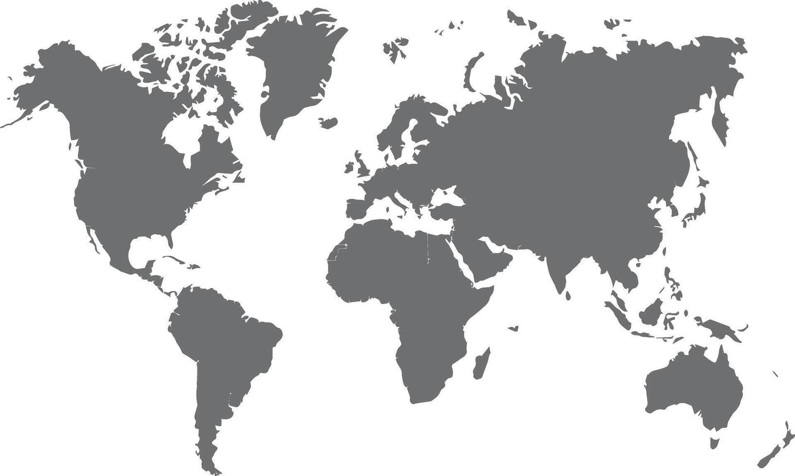a gray world map with the continents highlighted vector