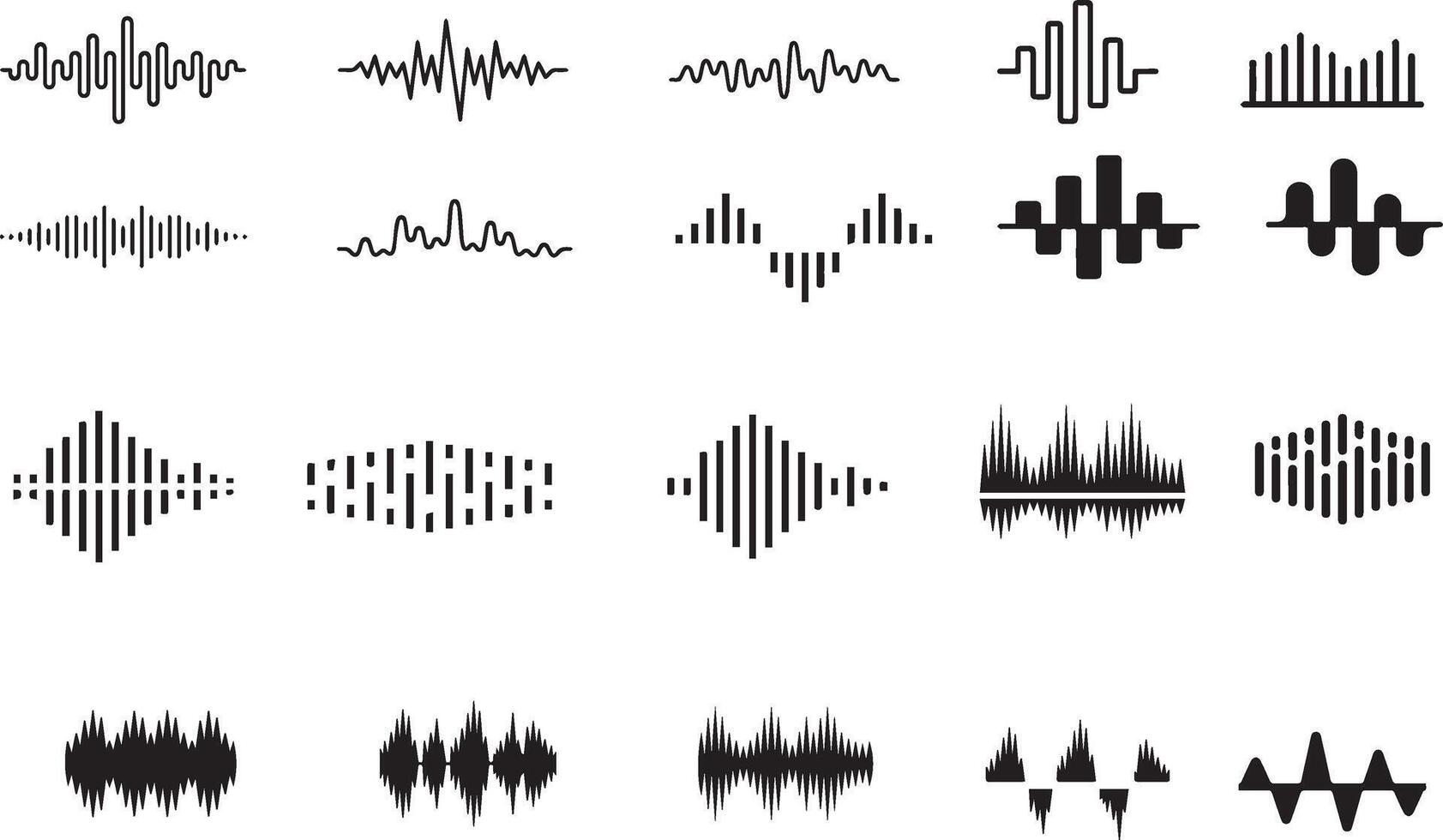 sound waves set of sound waves illustration vector