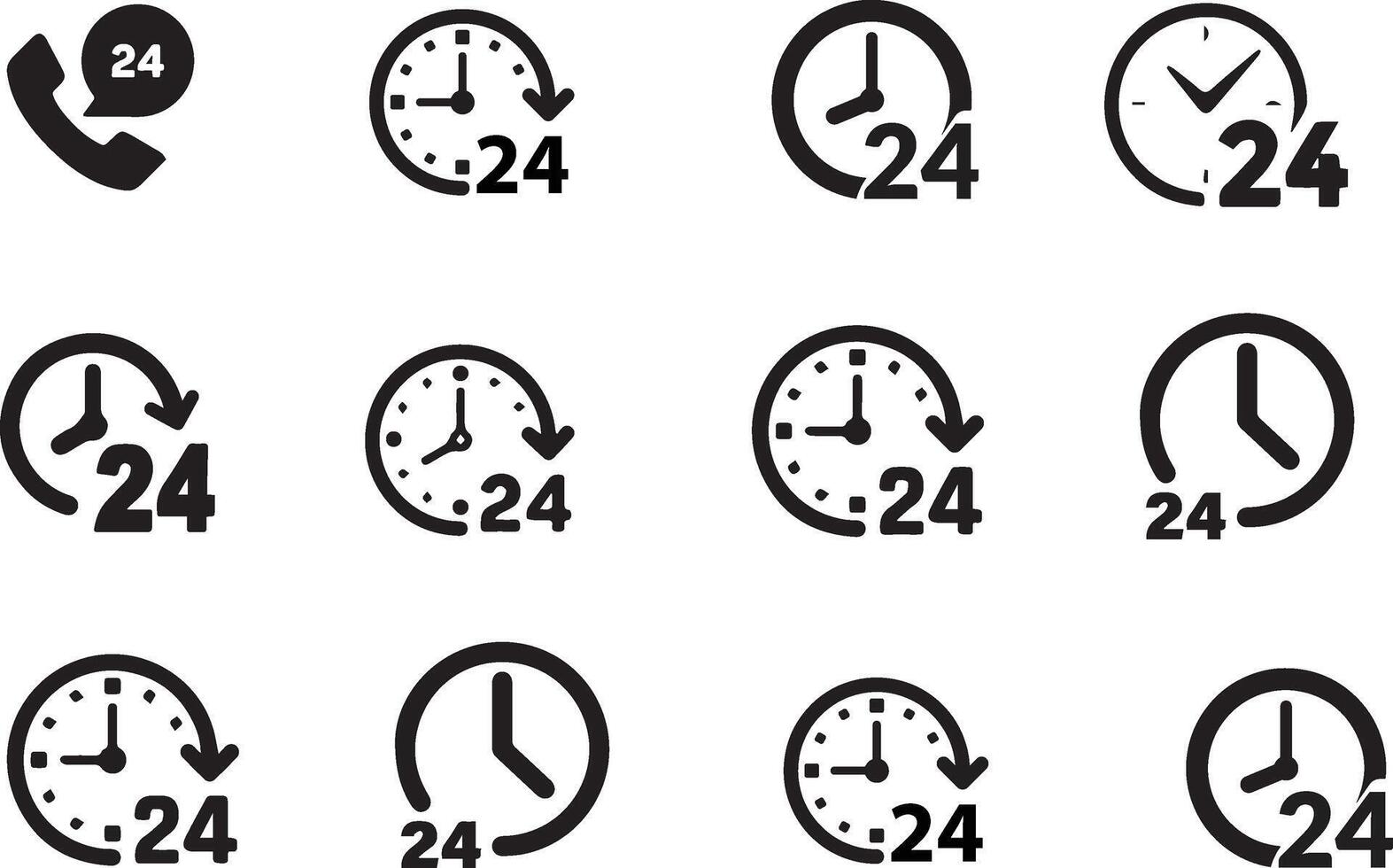 a set of different clock icons on a white background vector