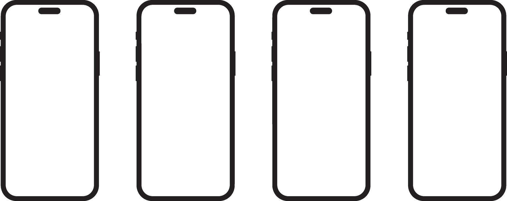 four different types of smartphones on a white background vector