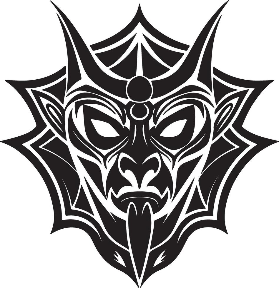 Stylized oni mask tribal art design vector