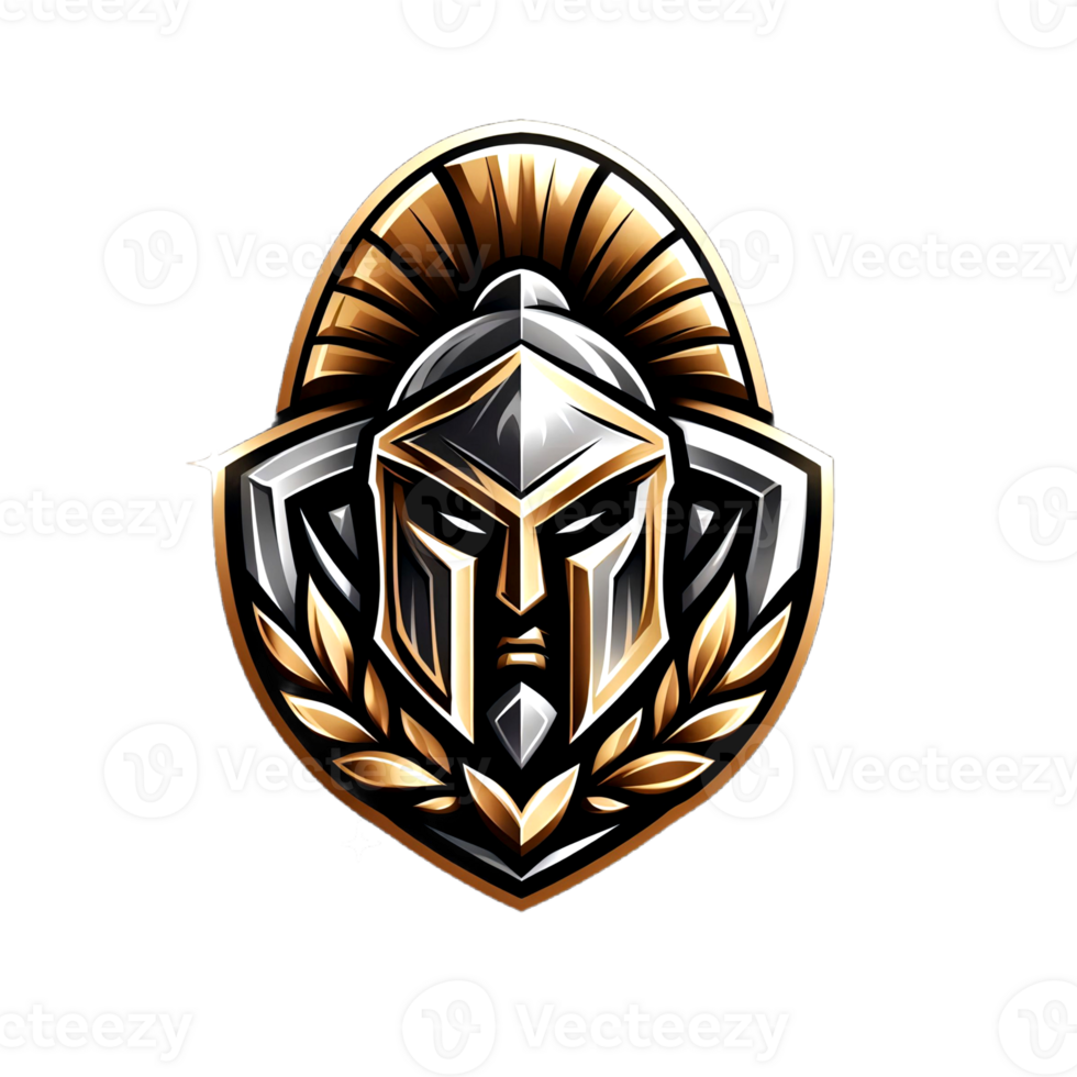 Spartan Helmet Gold Laurel Badge Transparent background png