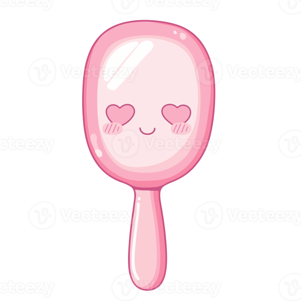 Flat Kawaii Illustration 2d Handheld Mirror Graphic Clipart png